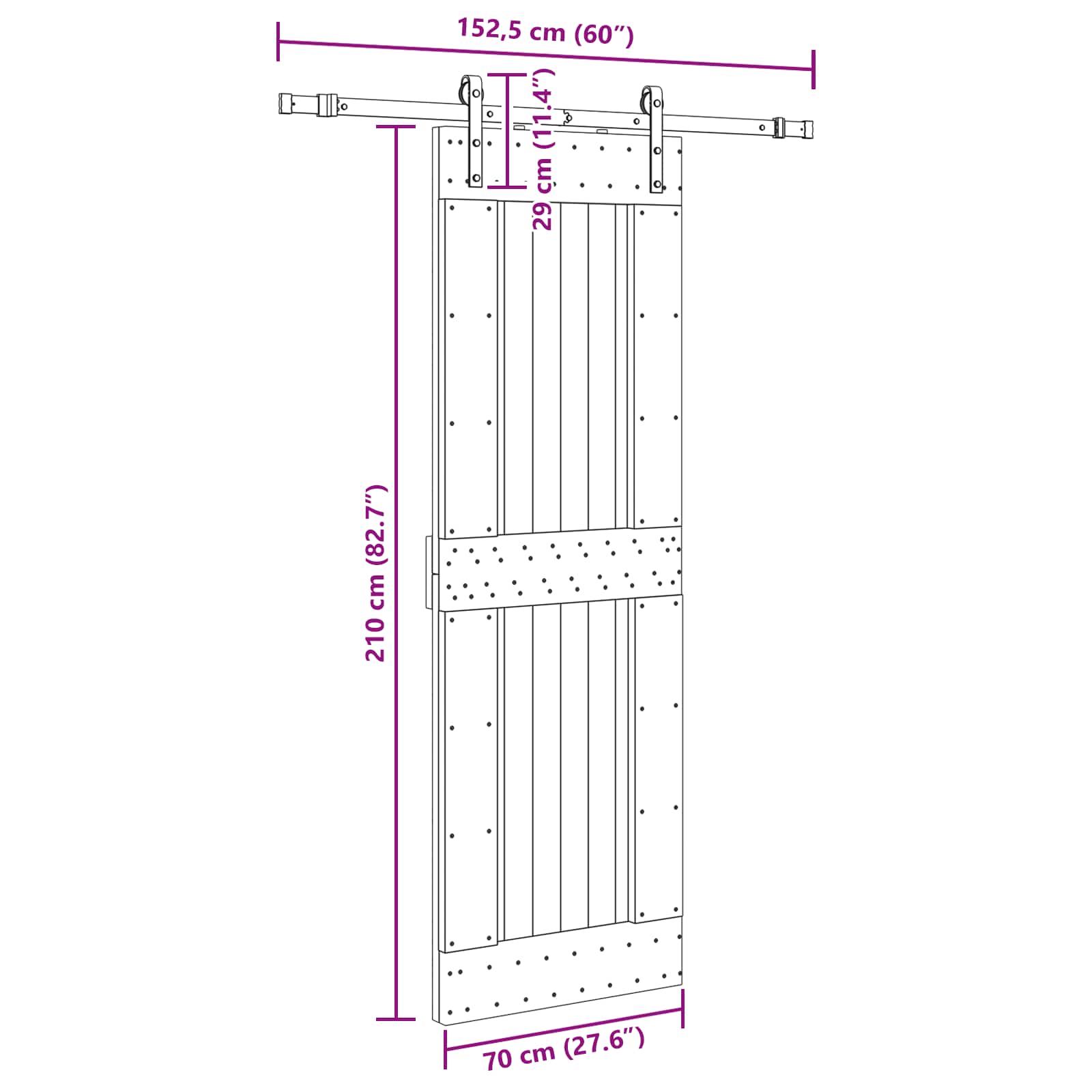Klizna vrata NARVIK 70 x 210 cm (152,5 cm) Prirodna i crna