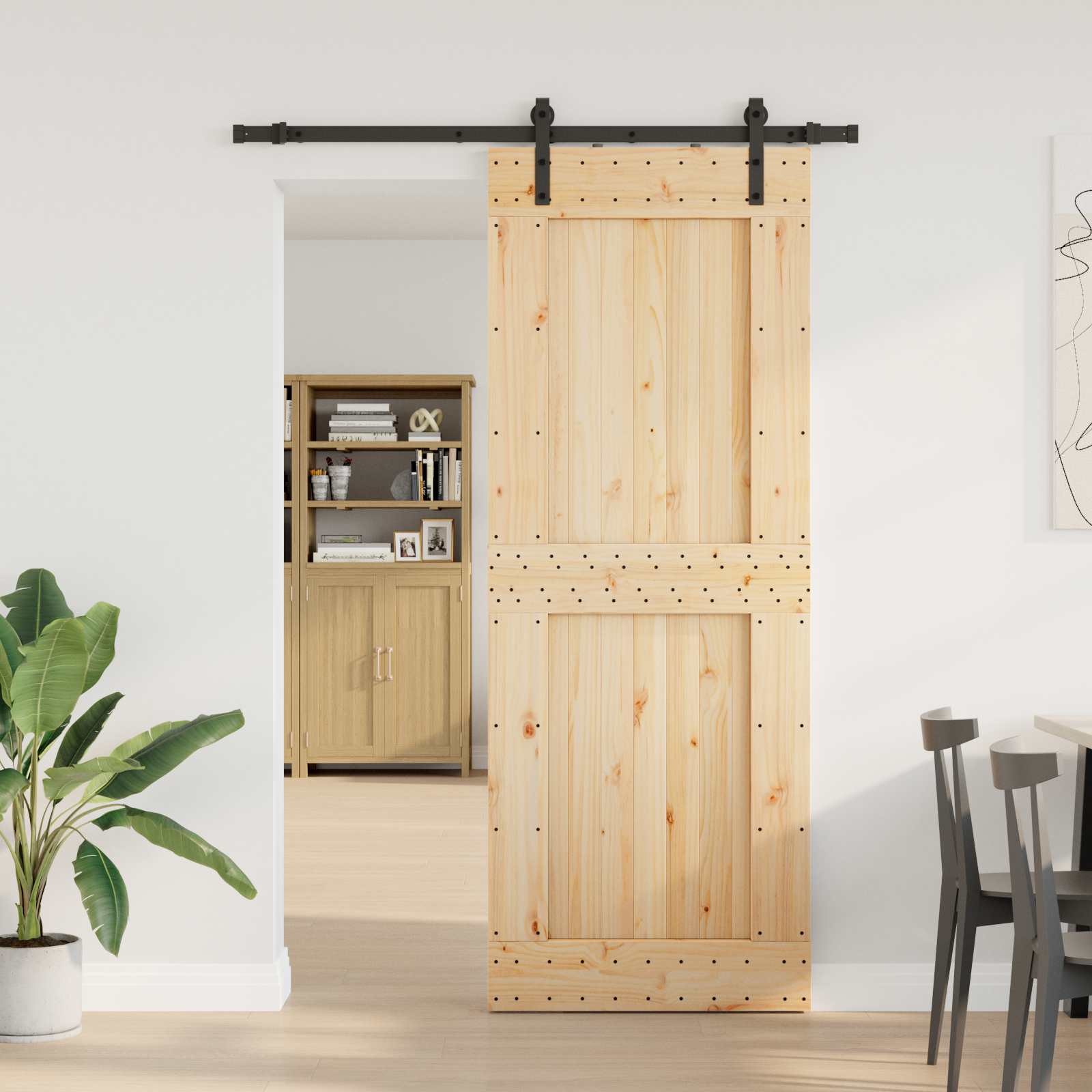Klizna vrata NARVIK Prirodna i crna 85 x 210 cm (152,5 cm)
