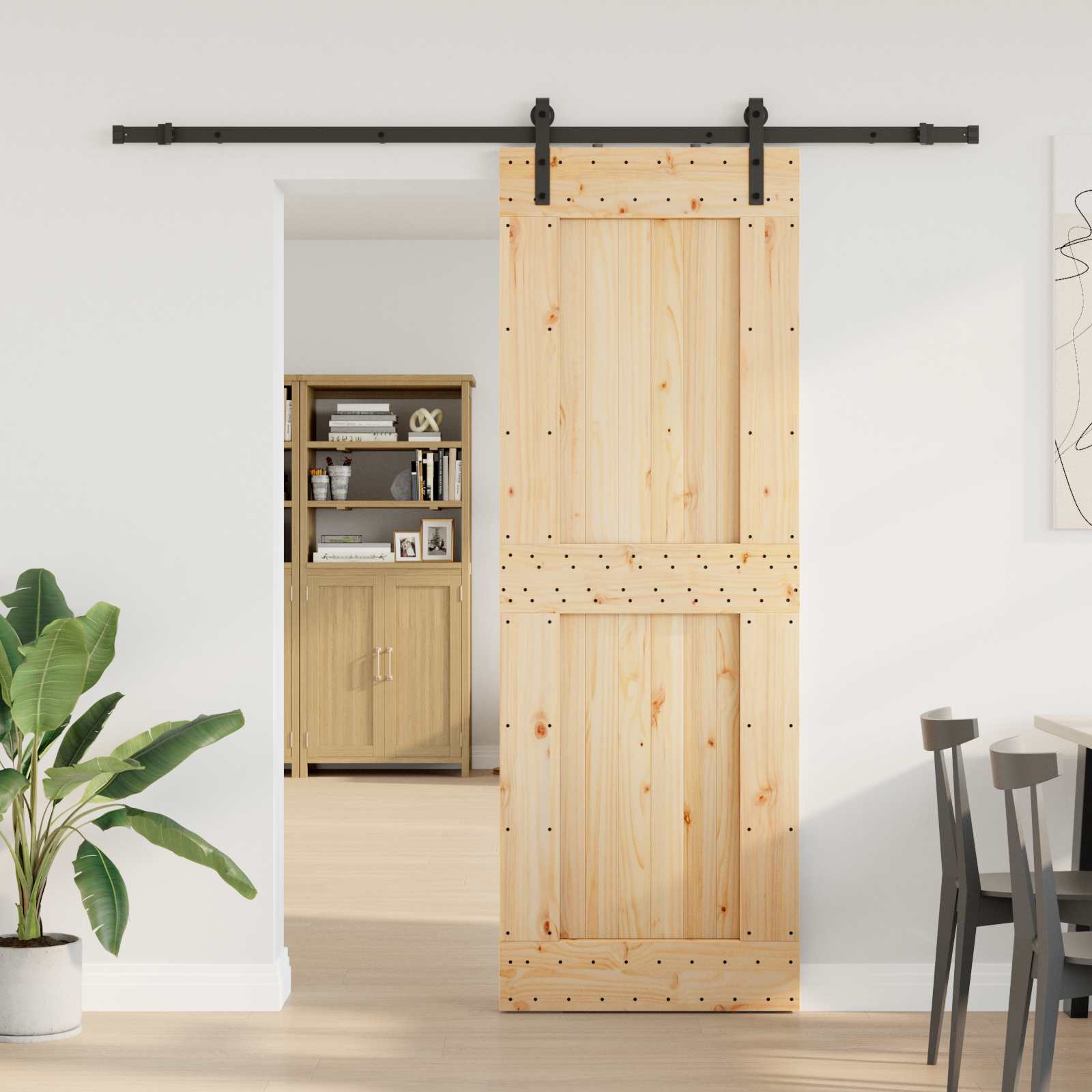 Klizna vrata NARVIK Prirodna i crna 80 x 210 cm (213,5 cm)