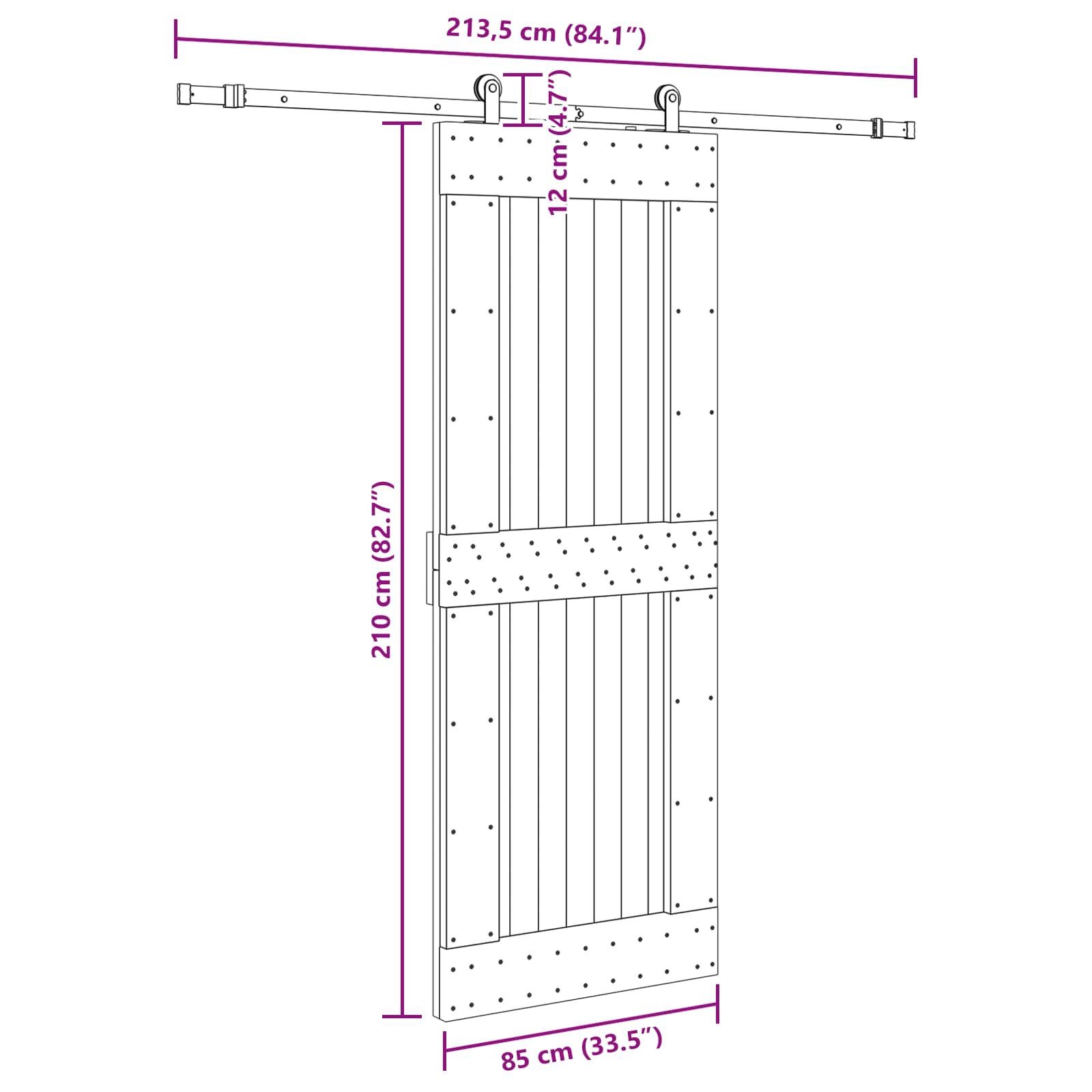 Klizna vrata NARVIK 85 x 210 cm (213,5 cm) Prirodna i crna