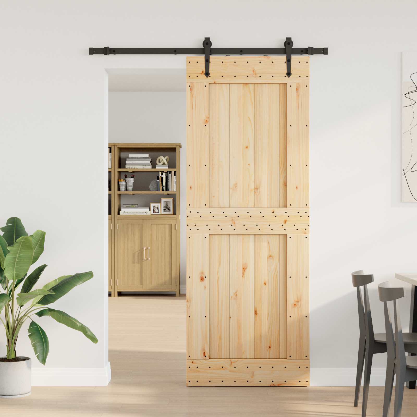 Klizna vrata NARVIK Prirodna i crna 85 x 210 cm (152,5 cm)