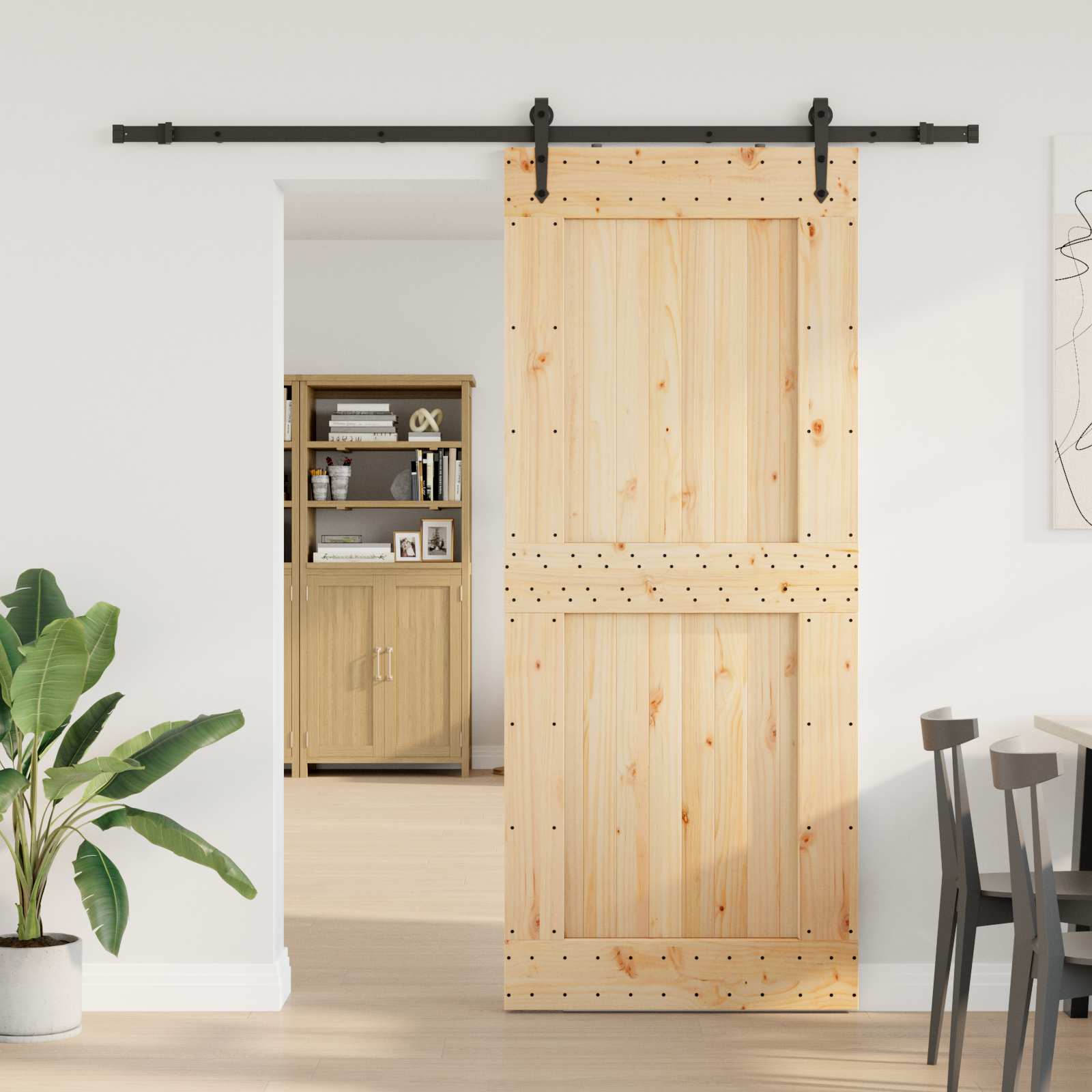 Klizna vrata NARVIK Prirodna i crna 95 x 210 cm (213,5 cm)