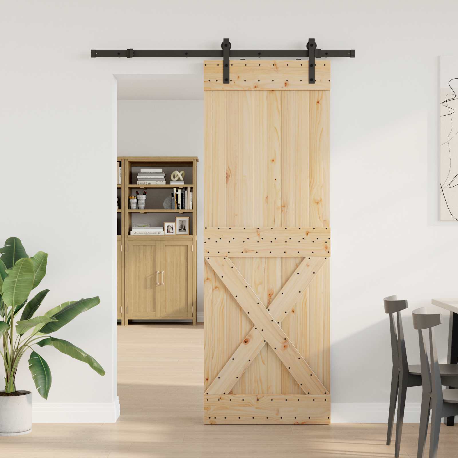 Klizna vrata NARVIK Prirodna i crna 80 x 210 cm (152,5 cm)