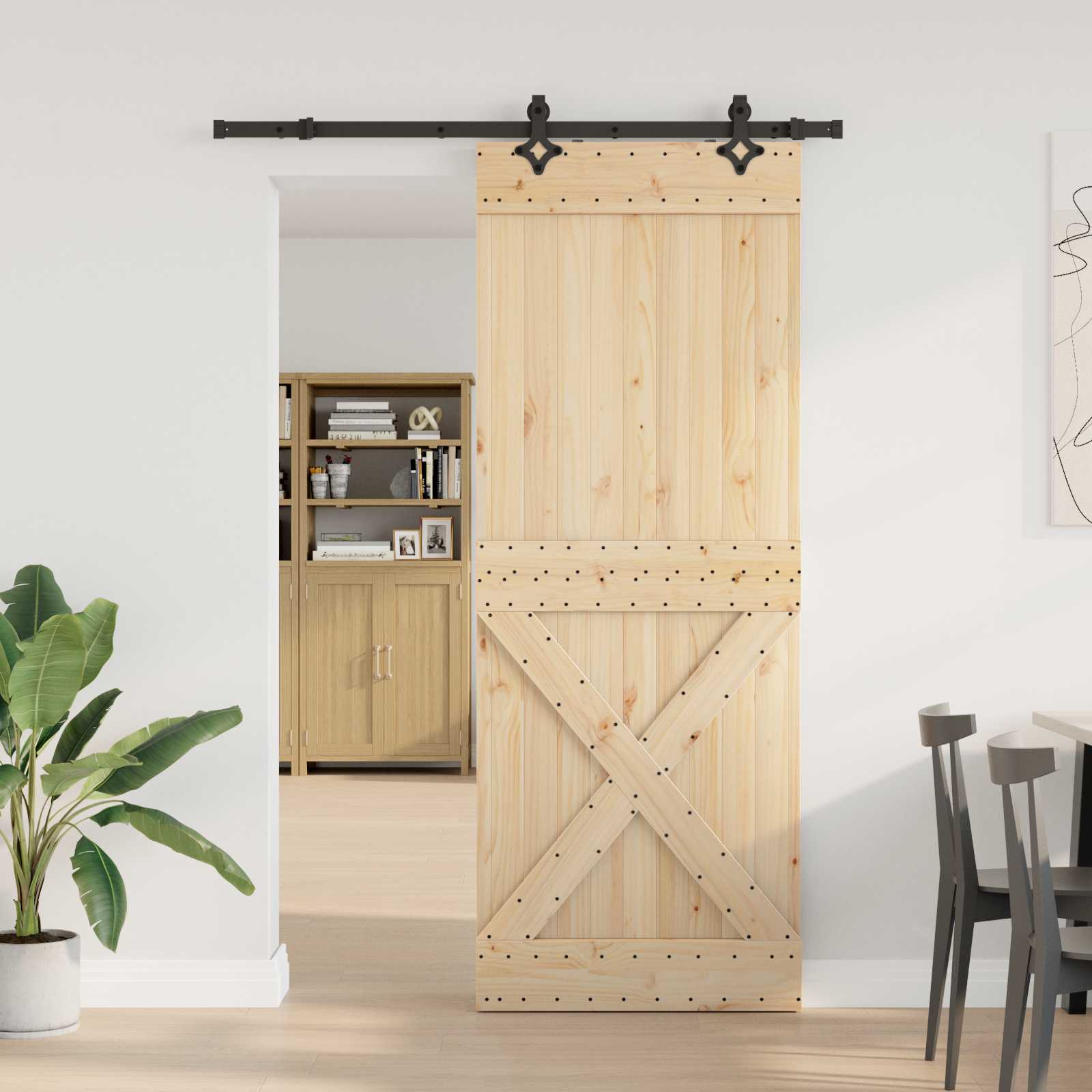 Klizna vrata NARVIK Prirodna i crna 85 x 210 cm (152,5 cm)