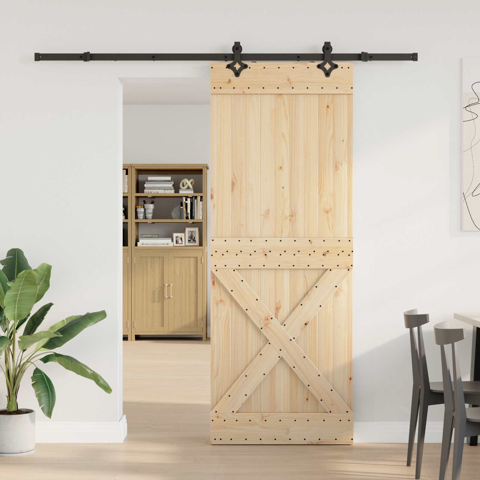 Klizna vrata NARVIK Prirodna i crna 85 x 210 cm (213,5 cm)