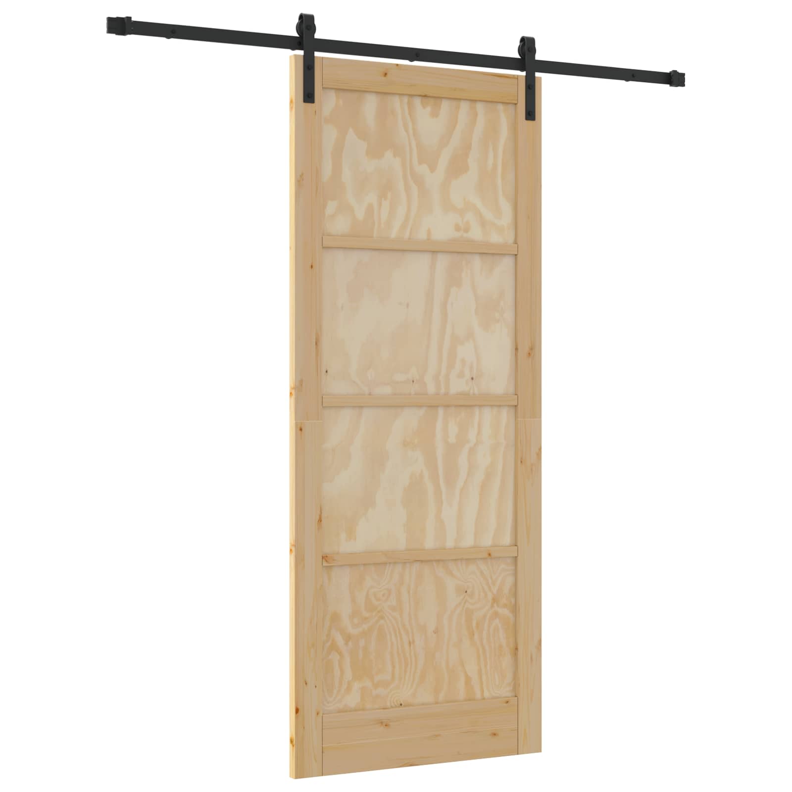 Klizna vrata Prirodna i crna 86 x 211 cm Masivna borovina