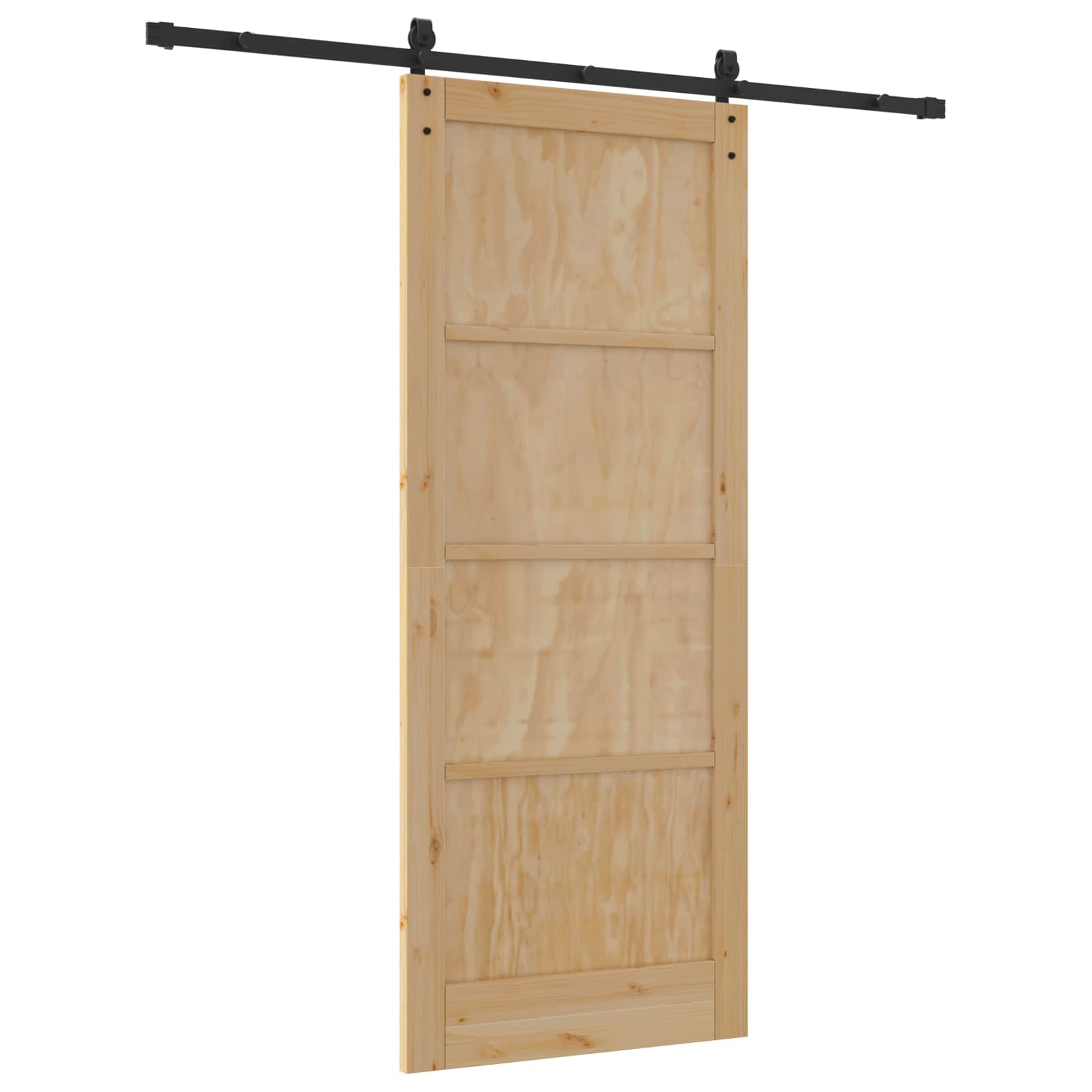Klizna vrata Prirodna i crna 86 x 211 cm Masivna borovina
