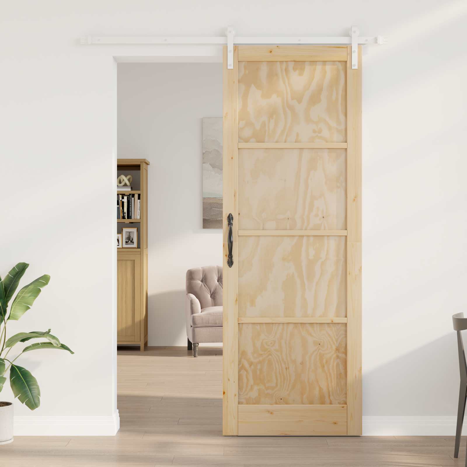 Klizna vrata Prirodna i bijela 83 x 232 cm Masivna borovina