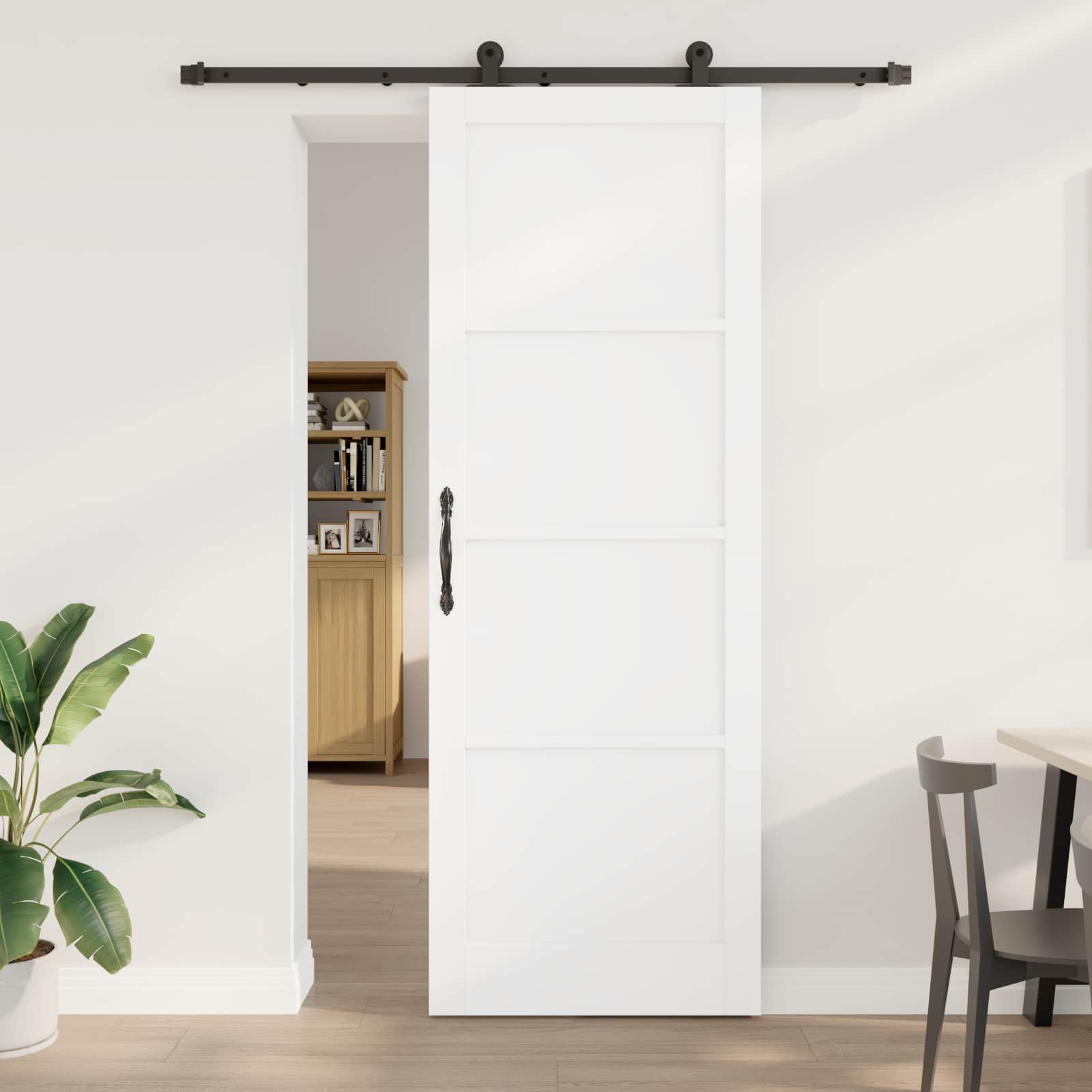 Klizna vrata Bijela i crna 83 x 232 cm Masivna borovina