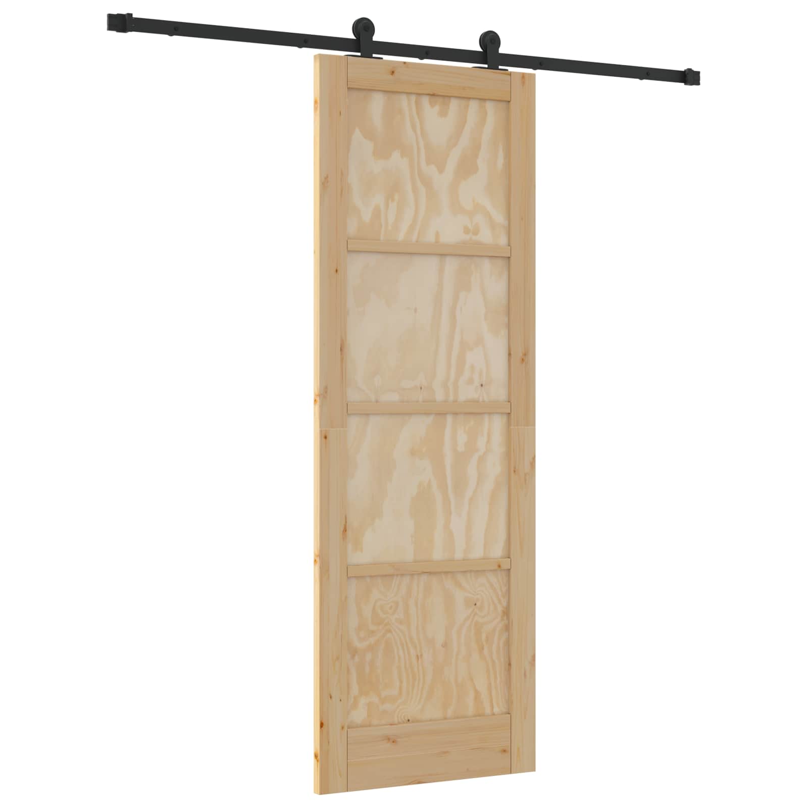 Klizna vrata Prirodna i crna 73,5 x 211 cm Masivna borovina