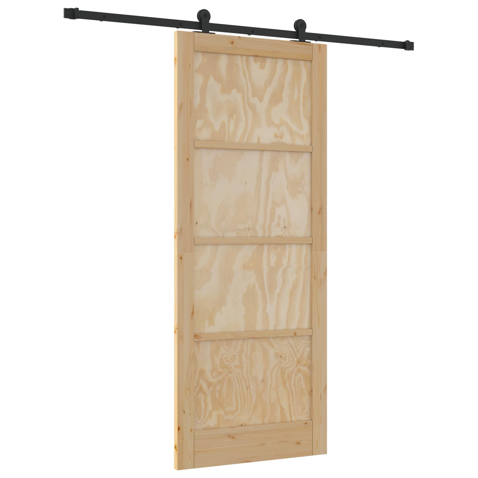 Klizna vrata Prirodna i crna 86 x 211 cm Masivna borovina