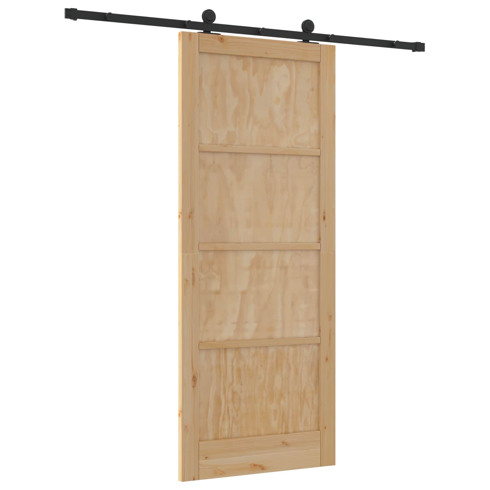 Klizna vrata Prirodna i crna 86 x 211 cm Masivna borovina