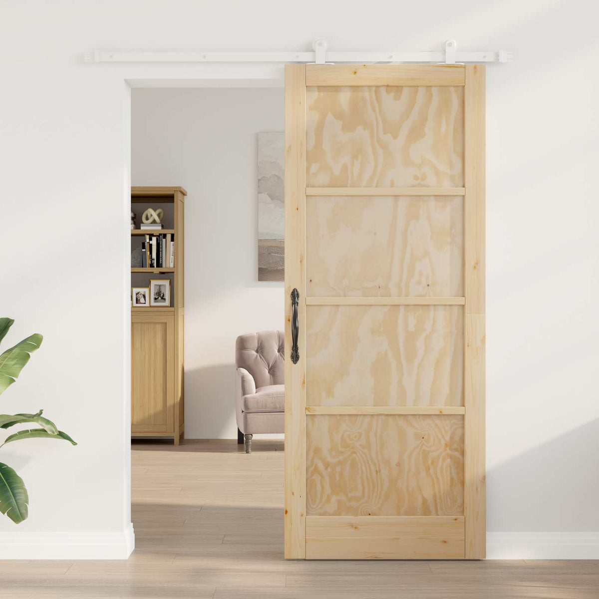 Klizna vrata Prirodna i bijela 86 x 211 cm Masivna borovina