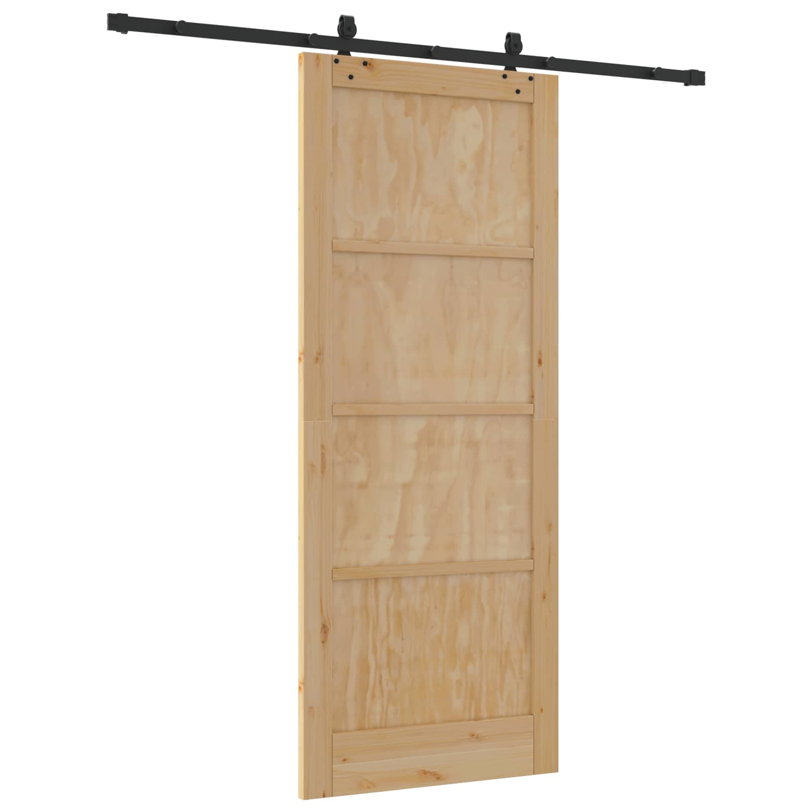 Klizna vrata Prirodna i crna 86 x 211 cm Masivna borovina