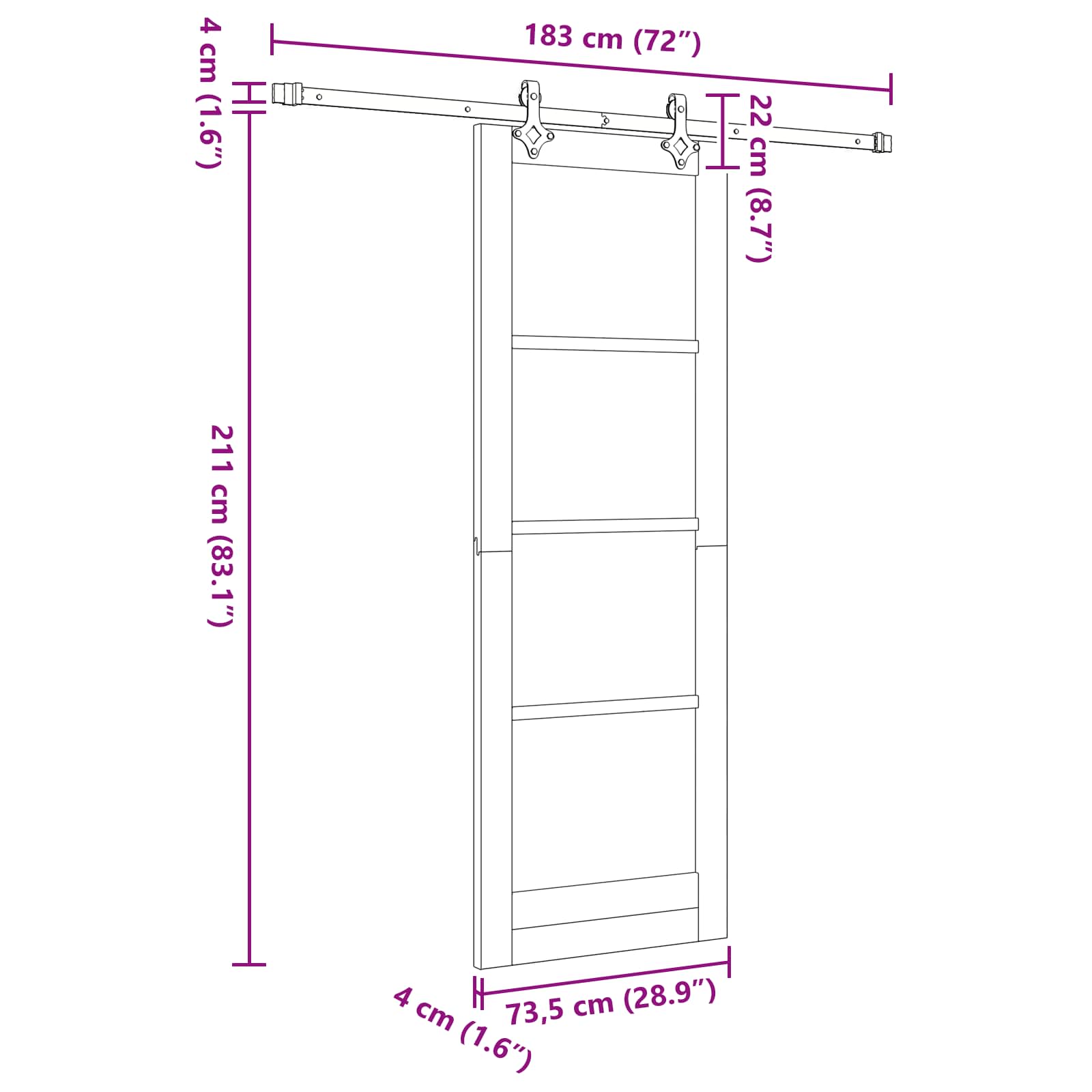 Klizna vrata Prirodna i bijela 73,5 x 211 cm Masivna borovina