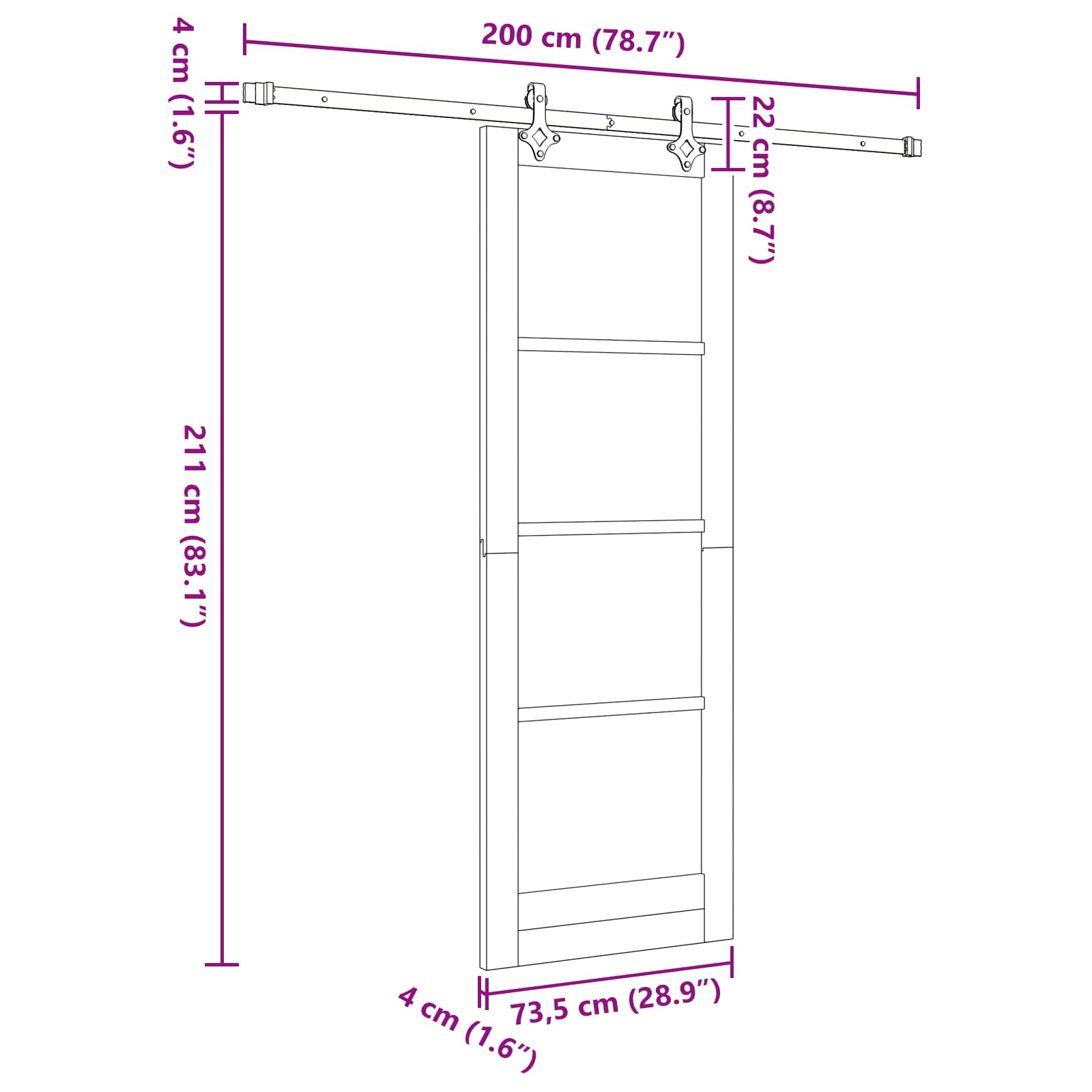 Klizna vrata Prirodna i bijela 73,5 x 211 cm Masivna borovina