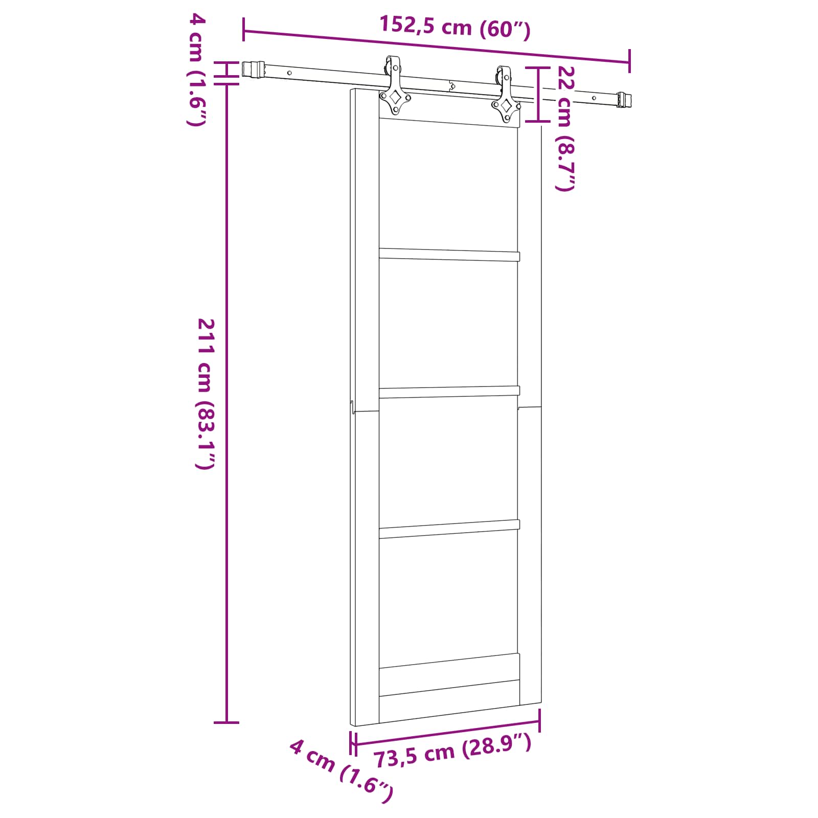 Klizna vrata ORKDAL Prirodna 73,5 x 211 cm Masivna borovina
