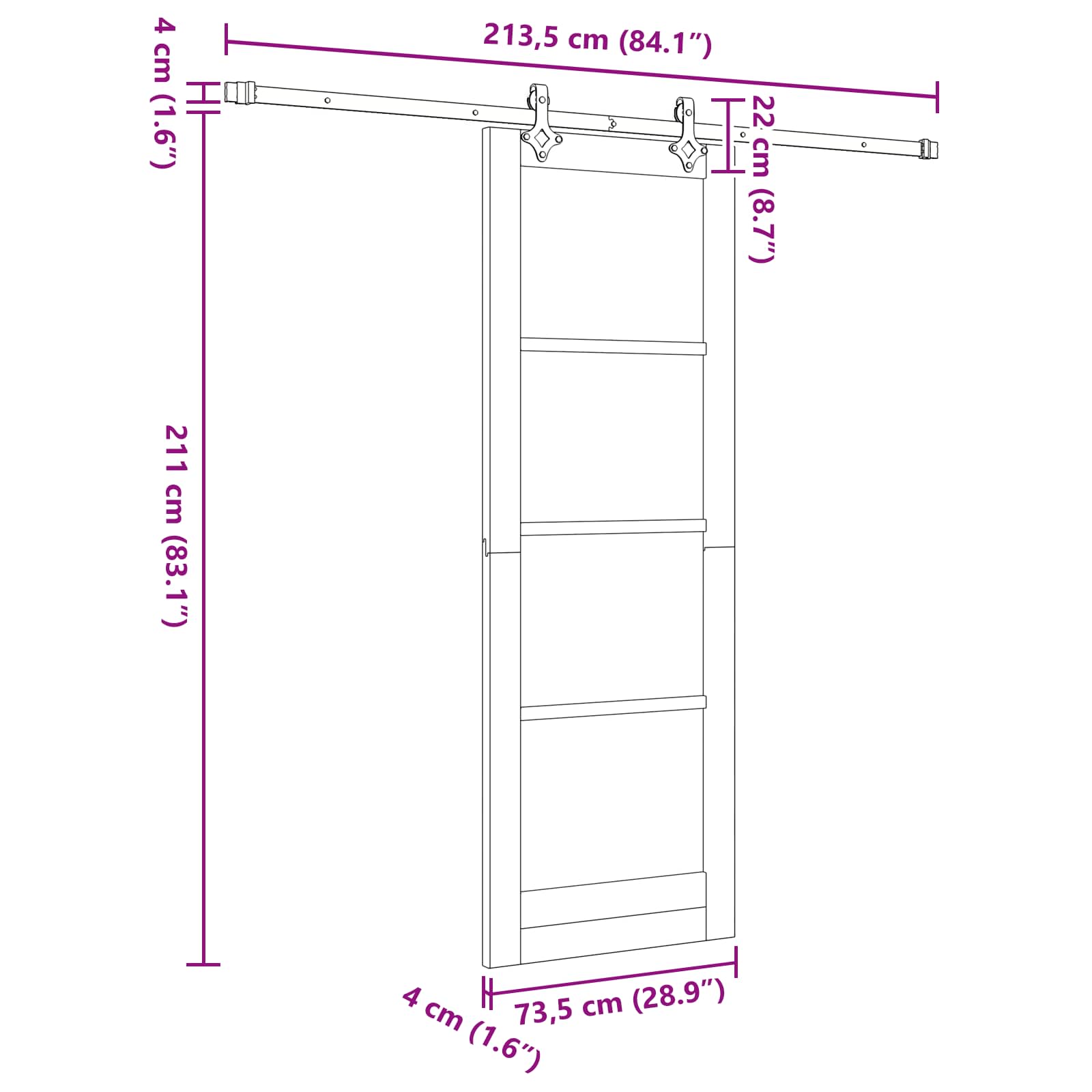 Klizna vrata ORKDAL Prirodna 73,5 x 211 cm Masivna borovina