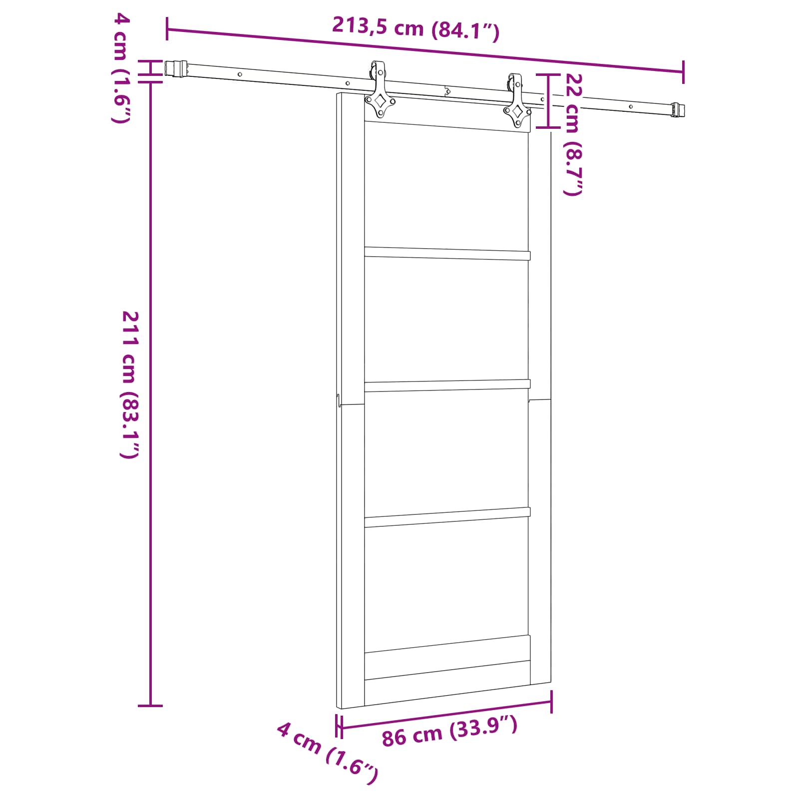 Klizna vrata ORKDAL Prirodna 86 x 211 cm Masivna borovina