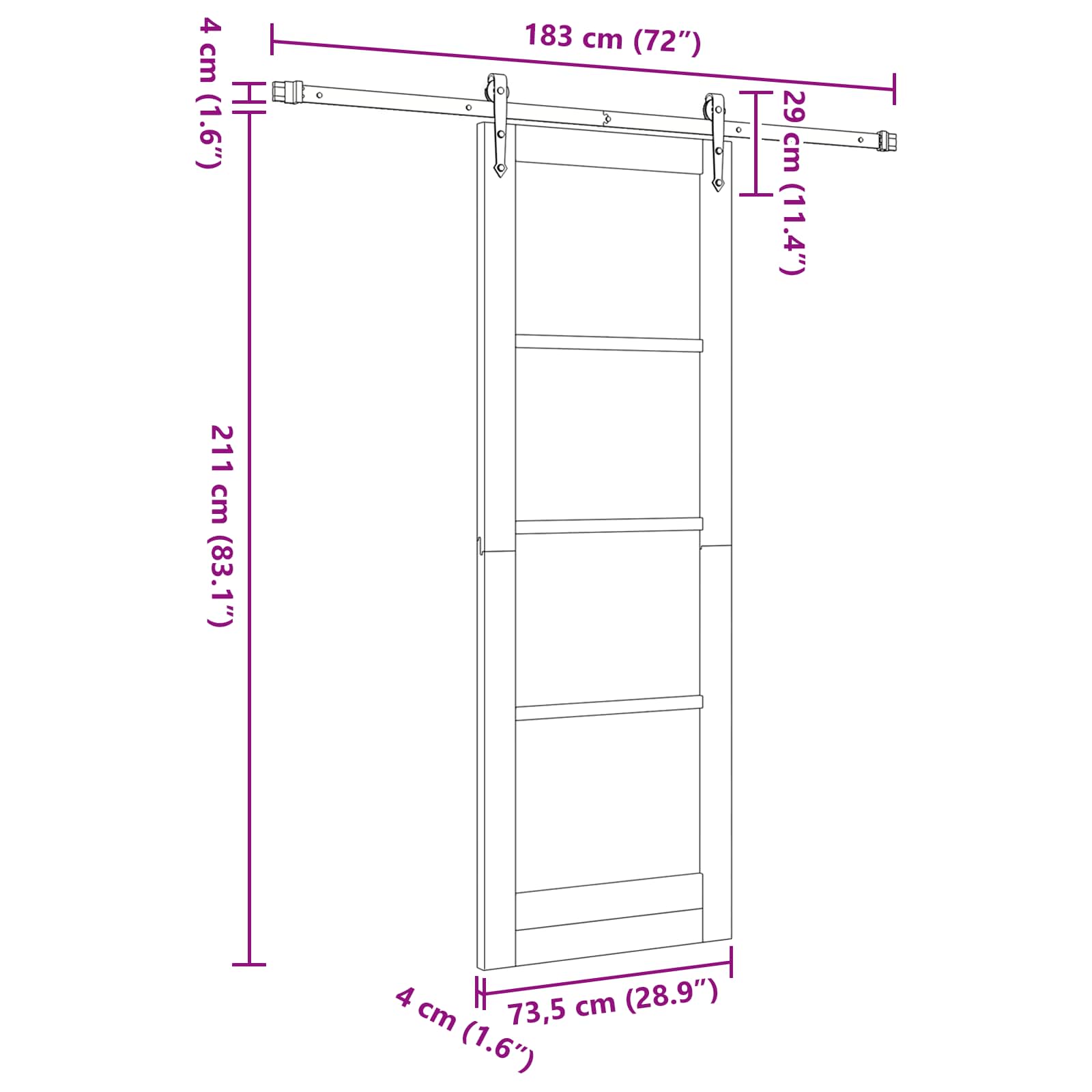 Klizna vrata ORKDAL Prirodna i bijela 73,5 x 211 cm