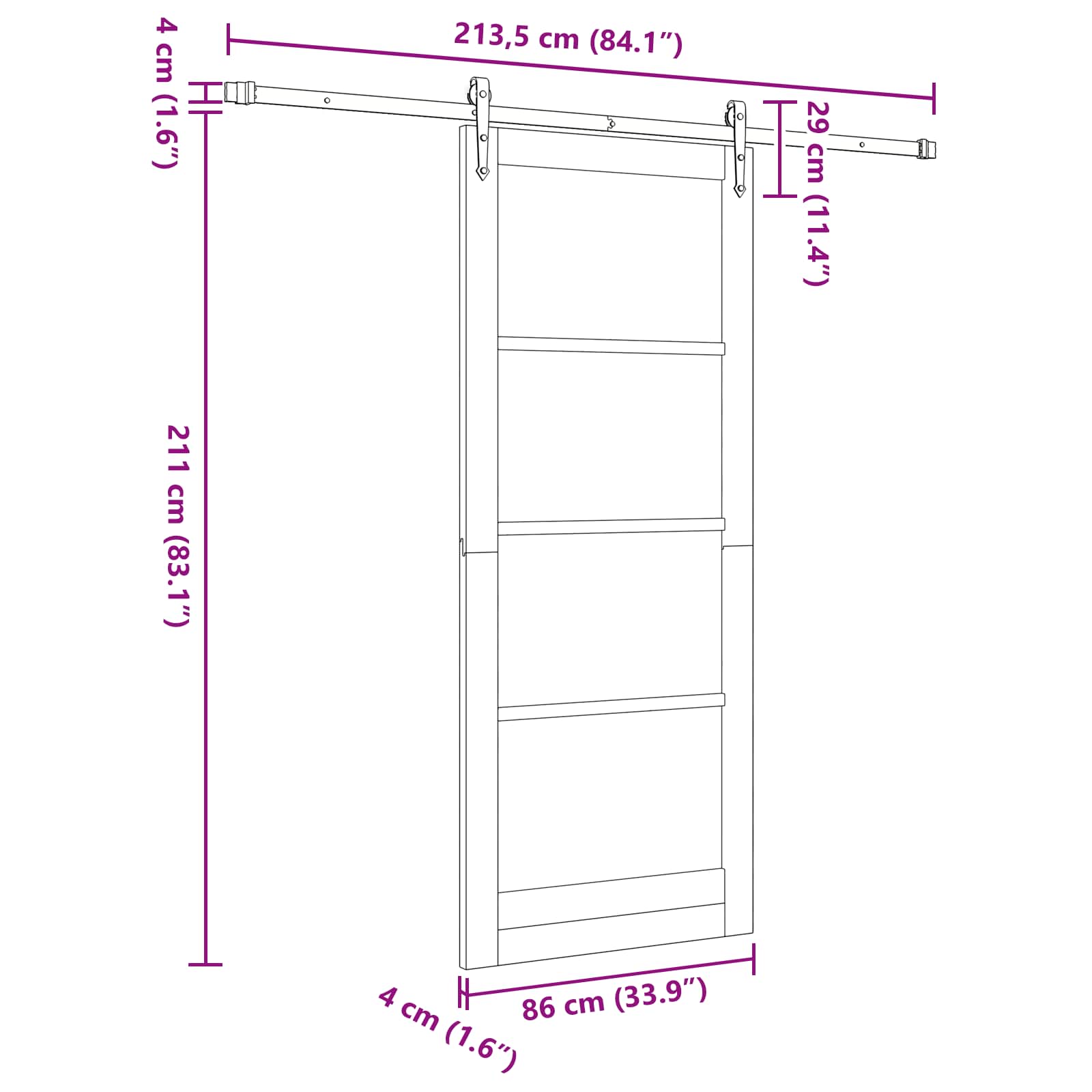 Klizna vrata ORKDAL Prirodna 86 x 211 cm Masivna borovina