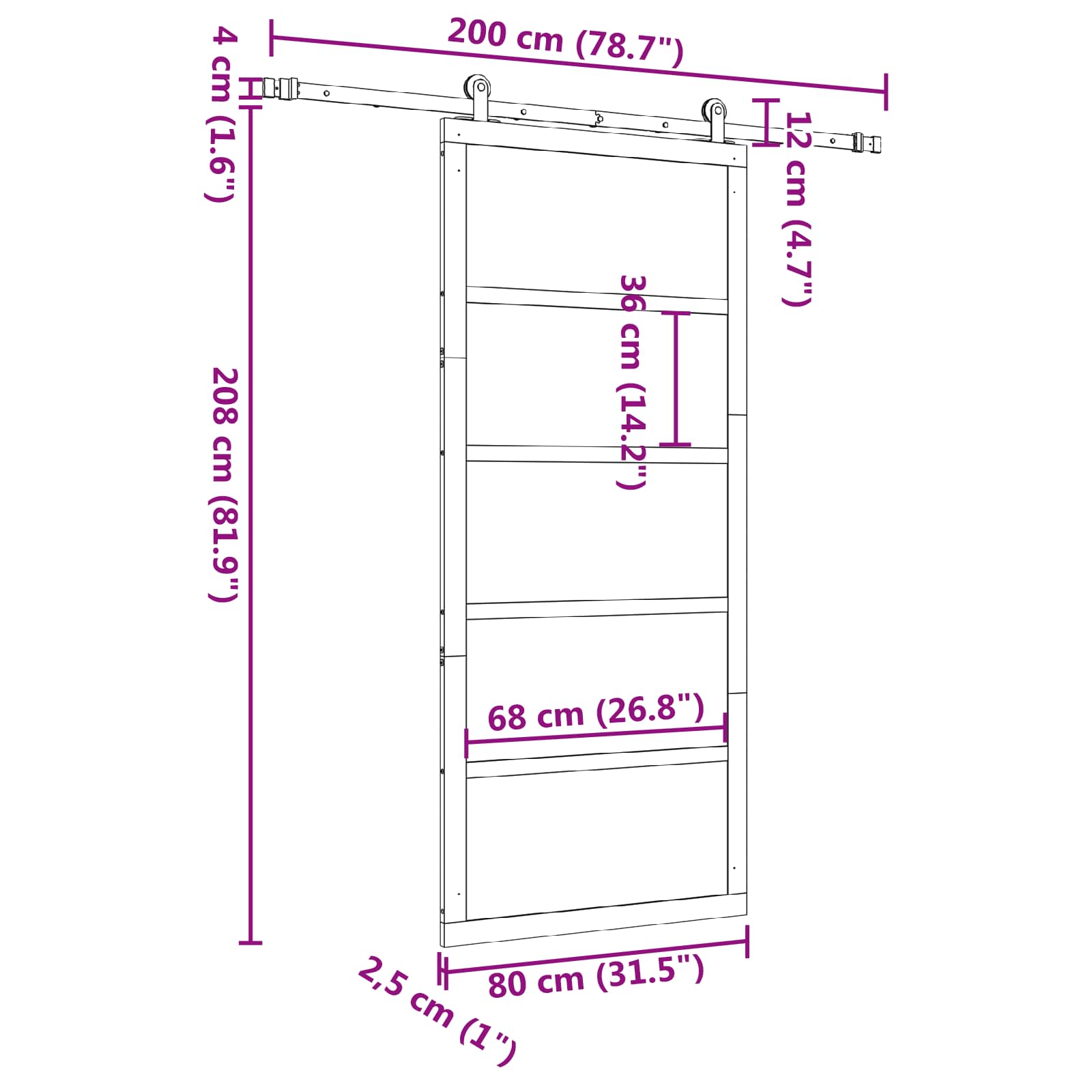 Klizna vrata Prirodna 80 x 208 cm Masivna borovina