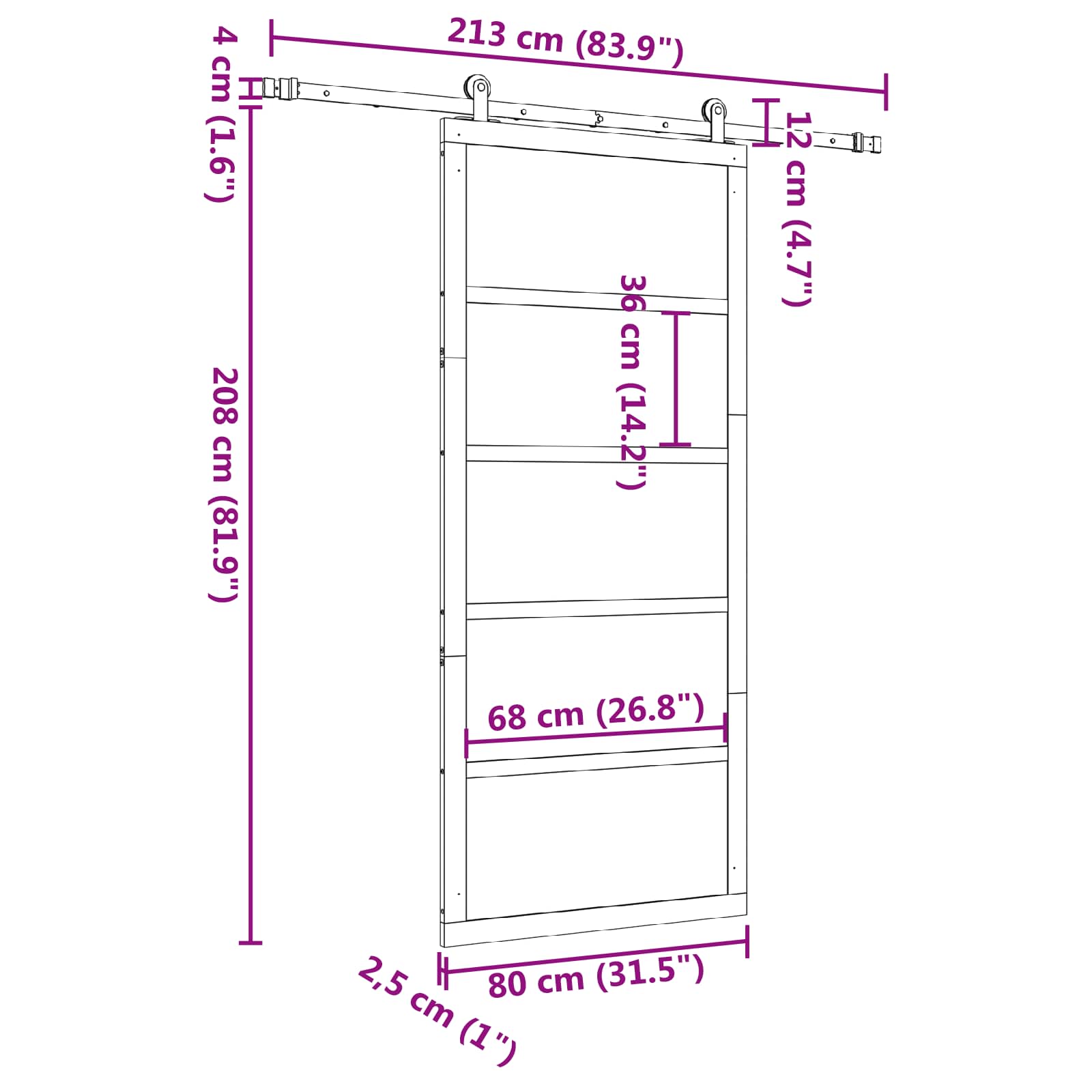 Klizna vrata Prirodna 80 x 208 cm Masivna borovina