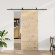 Klizna vrata 90 x 208 cm Masivna borovina Prirodna