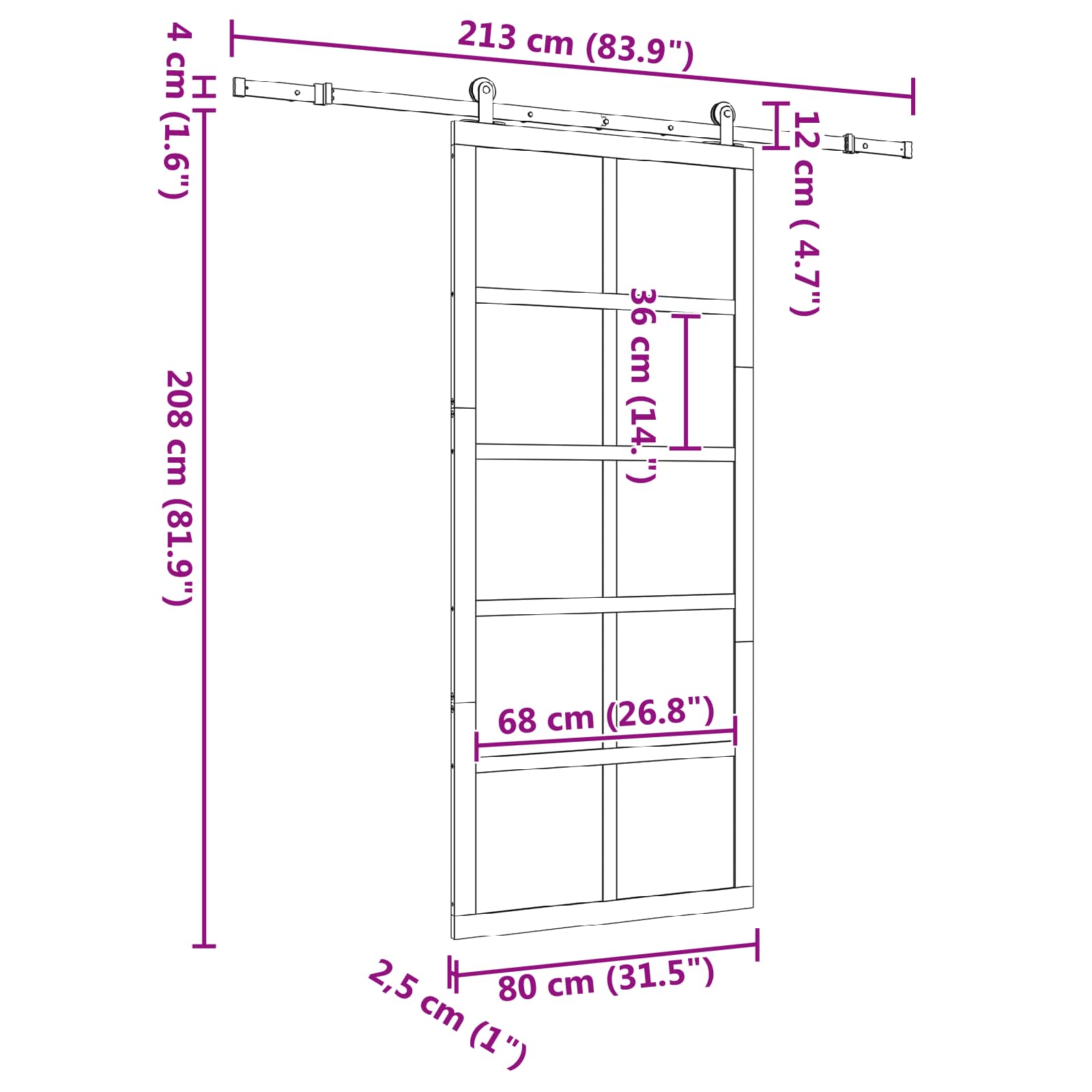 Klizna vrata Prirodna 80 x 208 cm Masivna borovina