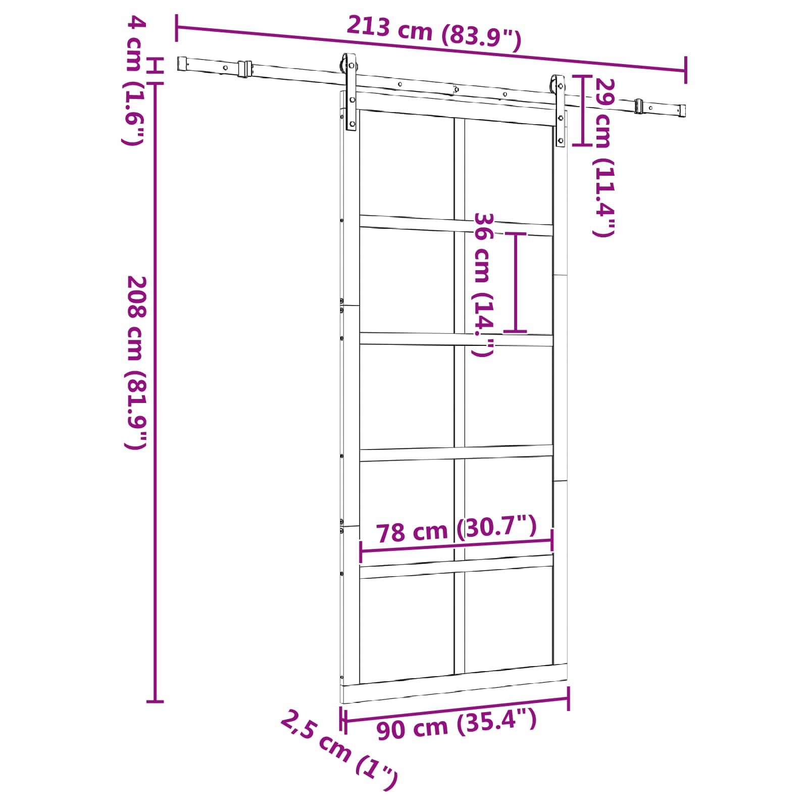 Klizna vrata Prirodna 90 x 208 cm Masivna borovina