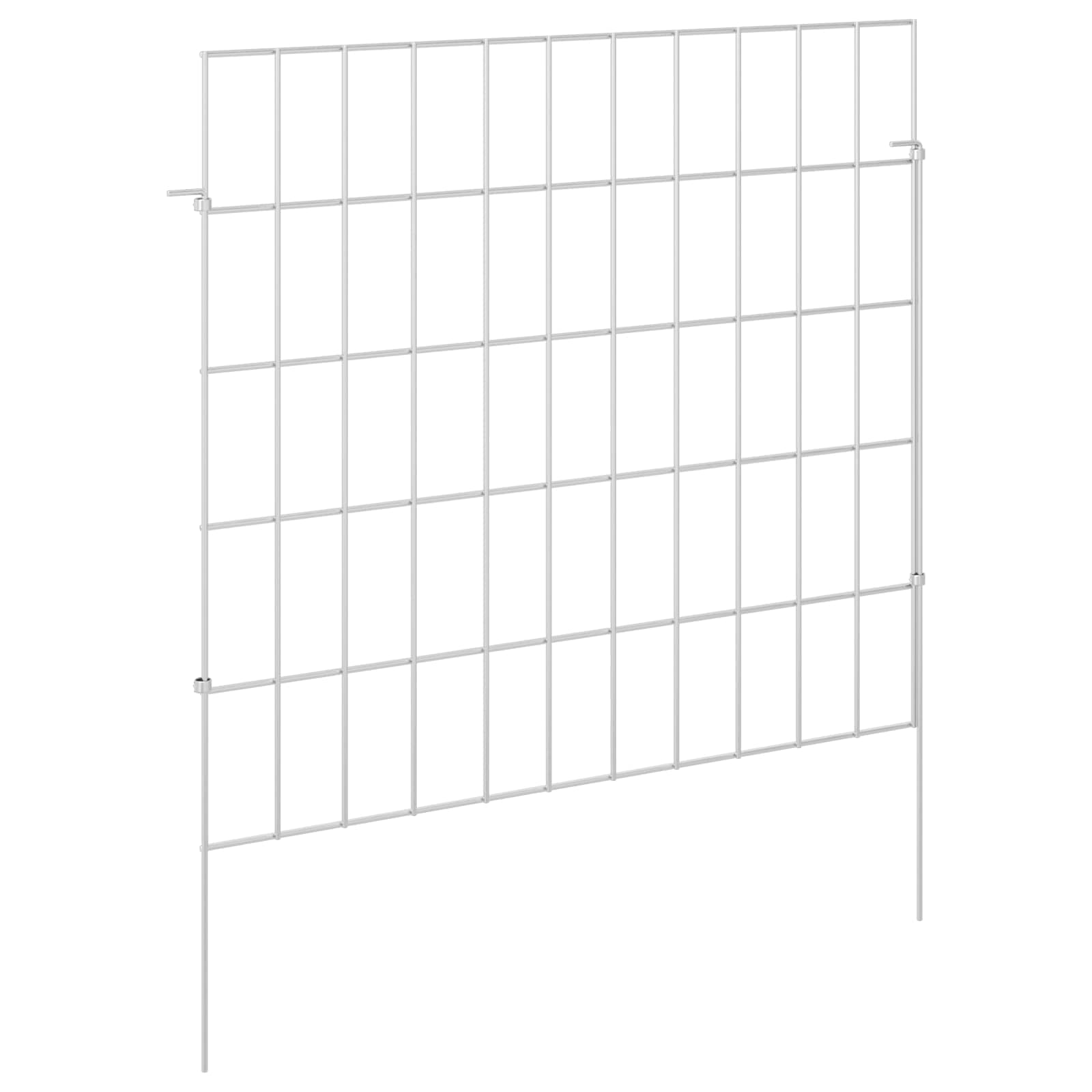 Ograda za vrt s kolčićima 48 pcs 55 x 50 cm Mesh Srebrna