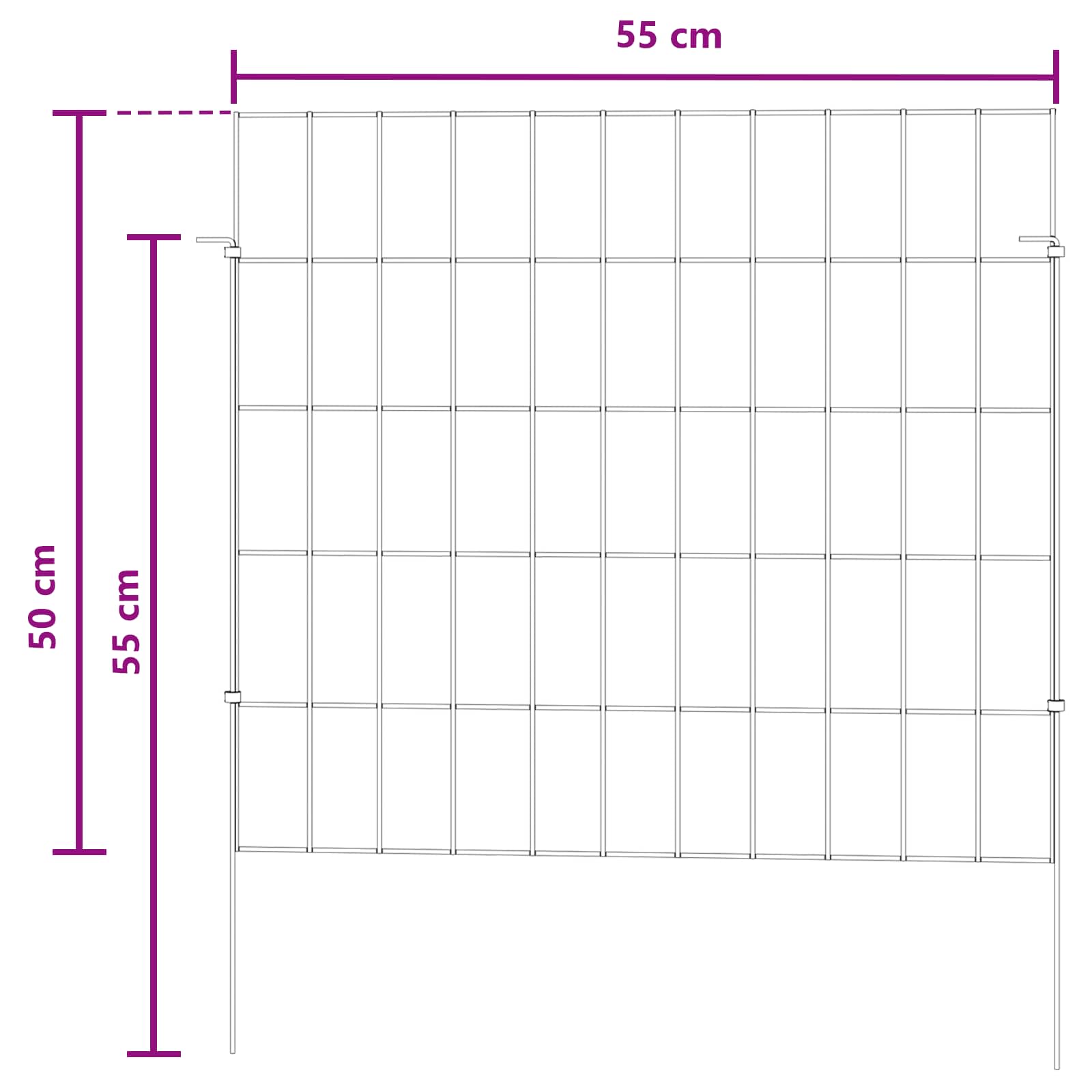 Ograda za vrt s kolčićima 48 pcs 55 x 50 cm Mesh Srebrna