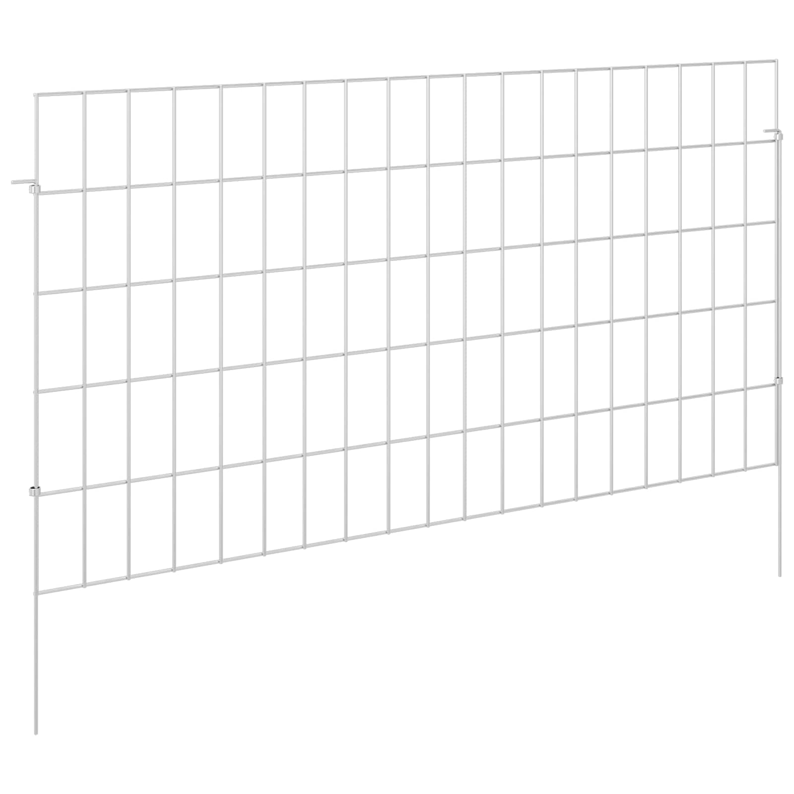 Ograda za vrt s kolčićima 48 pcs 95 x 50 cm Mesh Srebrna