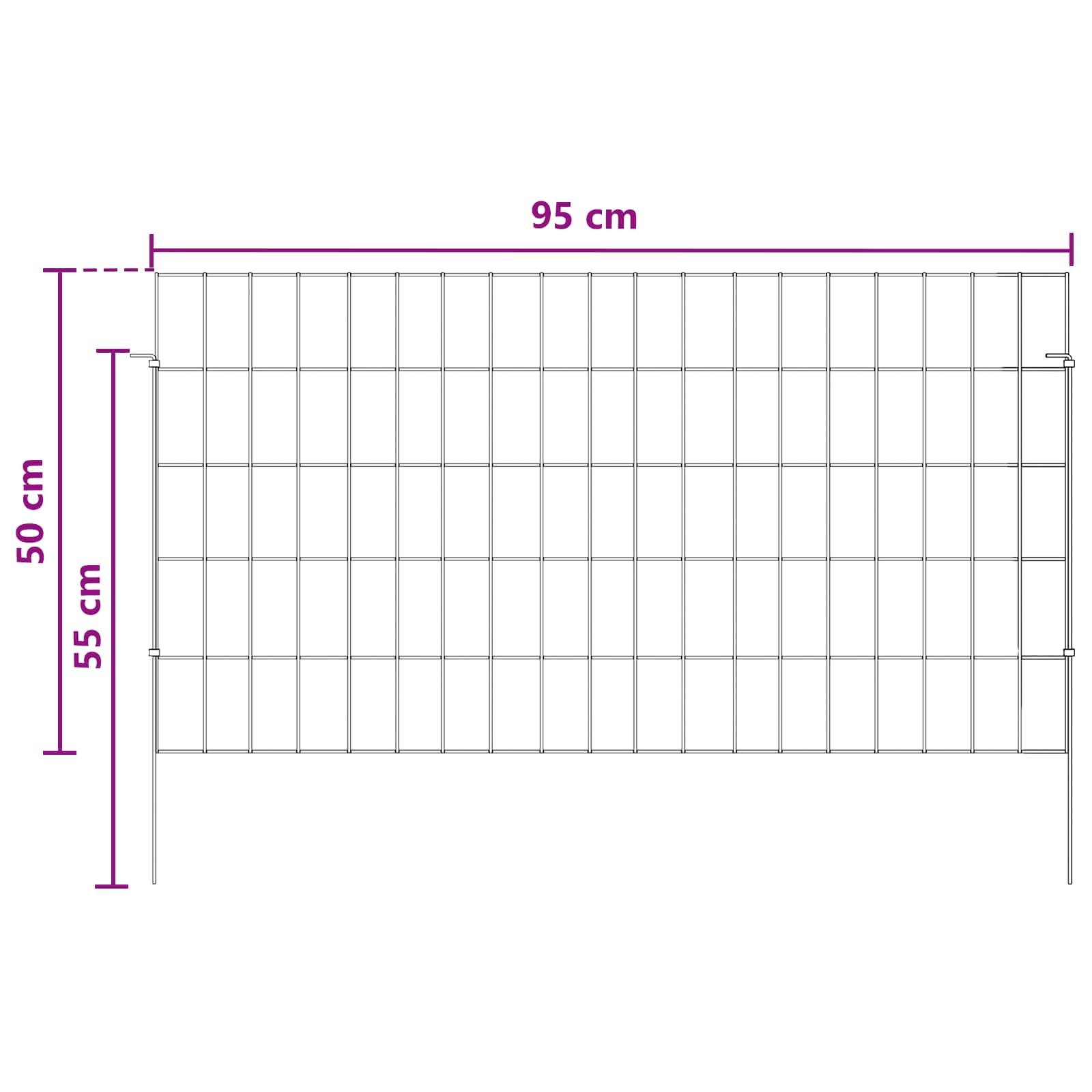 Ograda za vrt s kolčićima 48 pcs 95 x 50 cm Mesh Srebrna