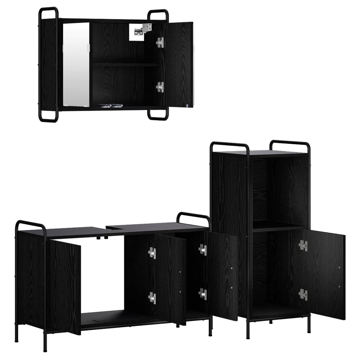 Set ormarića za kupaonicu 3 kom. Crni hrast 40 x 36 x 99,5 cm