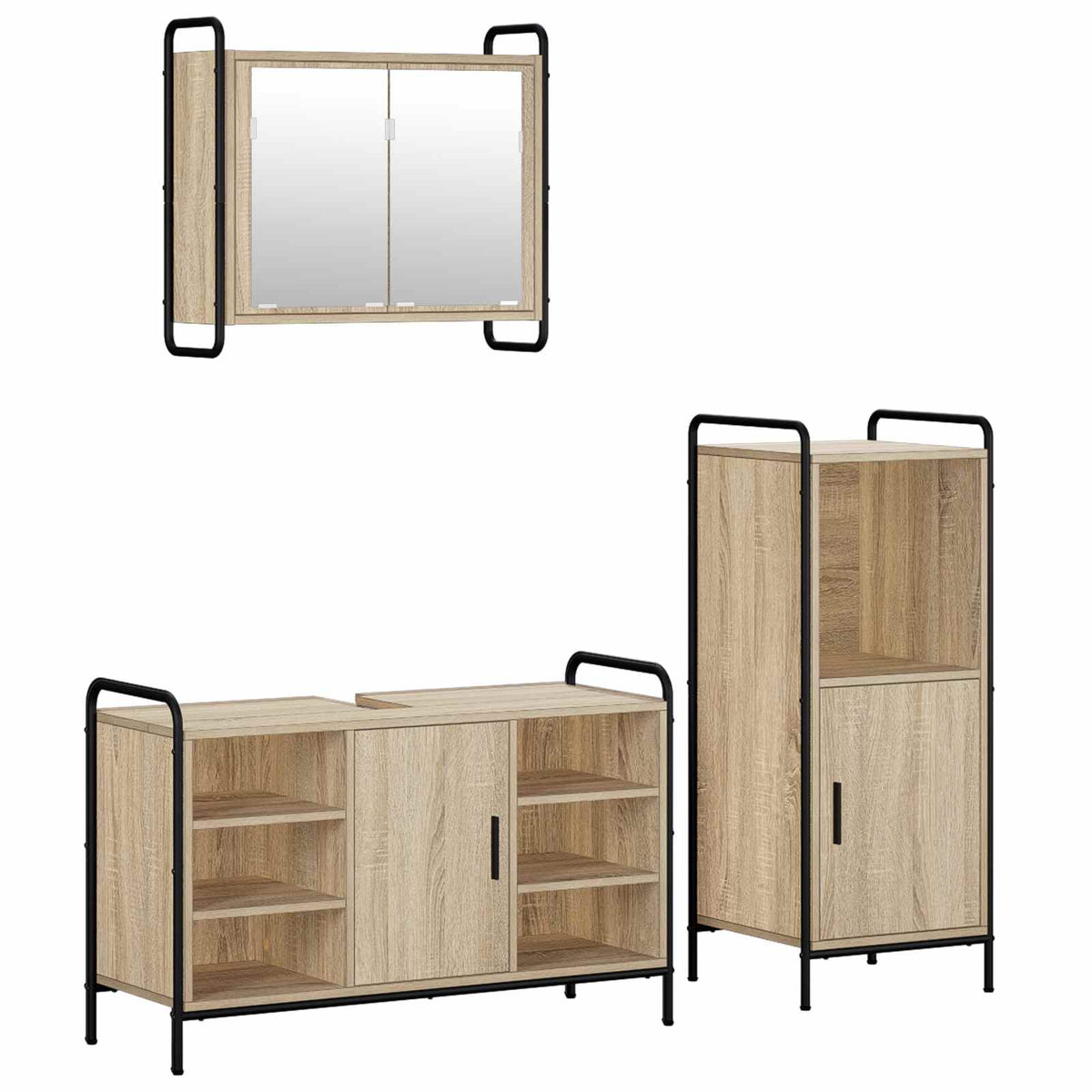 Set ormarića za kupaonicu 3 kom. Hrast sonoma 40 x 36 x 99,5 cm