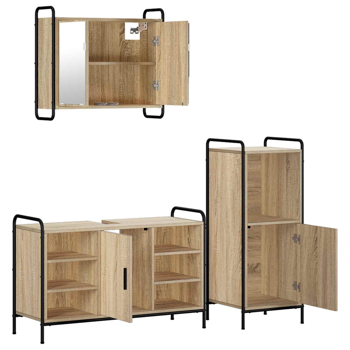 Set ormarića za kupaonicu 3 kom. Hrast sonoma 40 x 36 x 99,5 cm