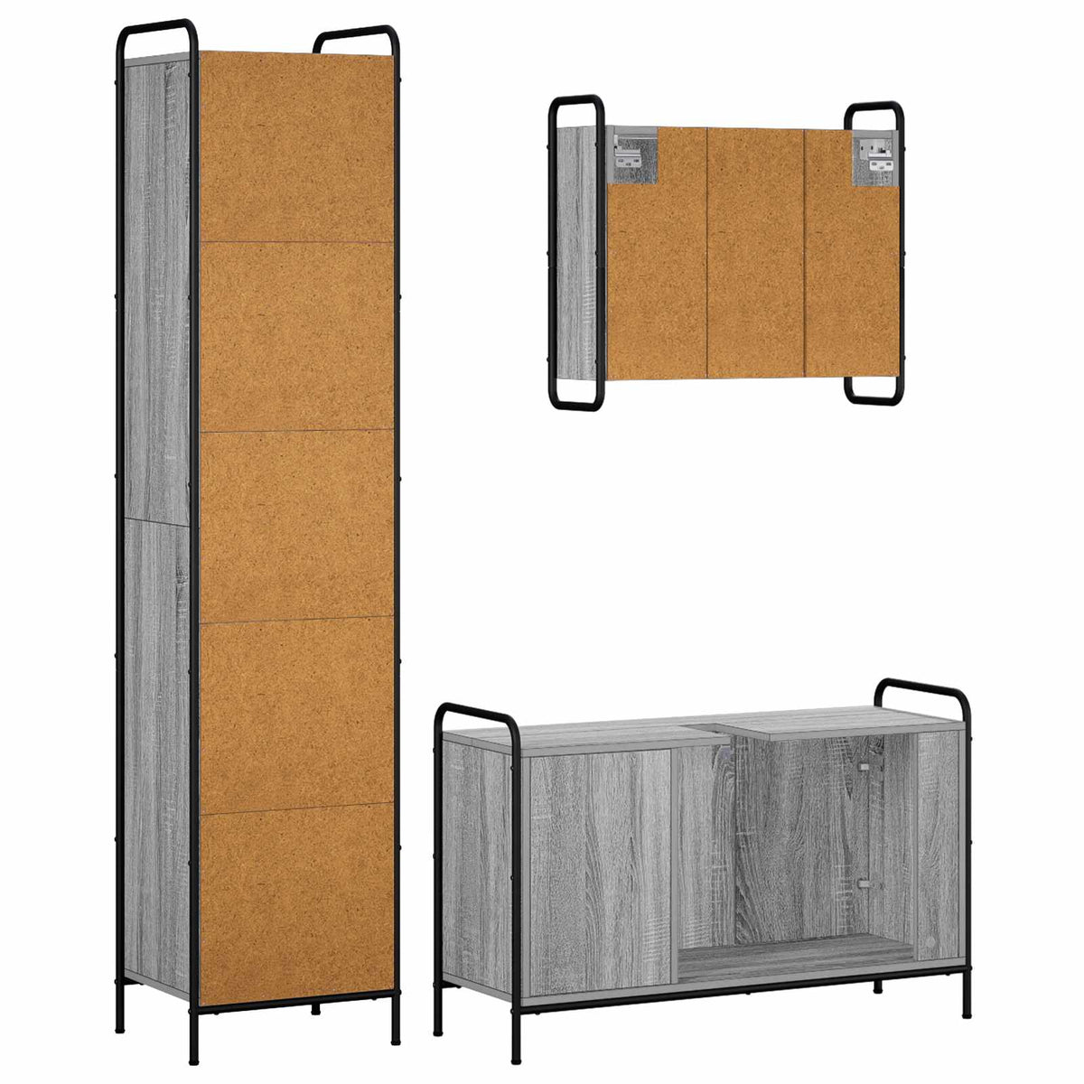 Set ormarića za kupaonicu 3 kom. Siva Sonoma 40 x 36 x 181 cm