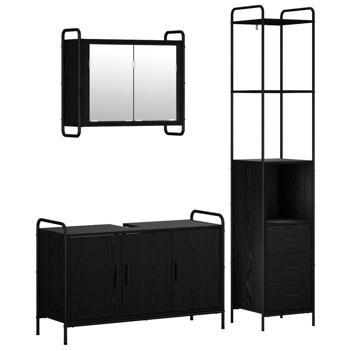 Set ormarića za kupaonicu 3 kom. Crni hrast 40 x 36 x 200,5 cm