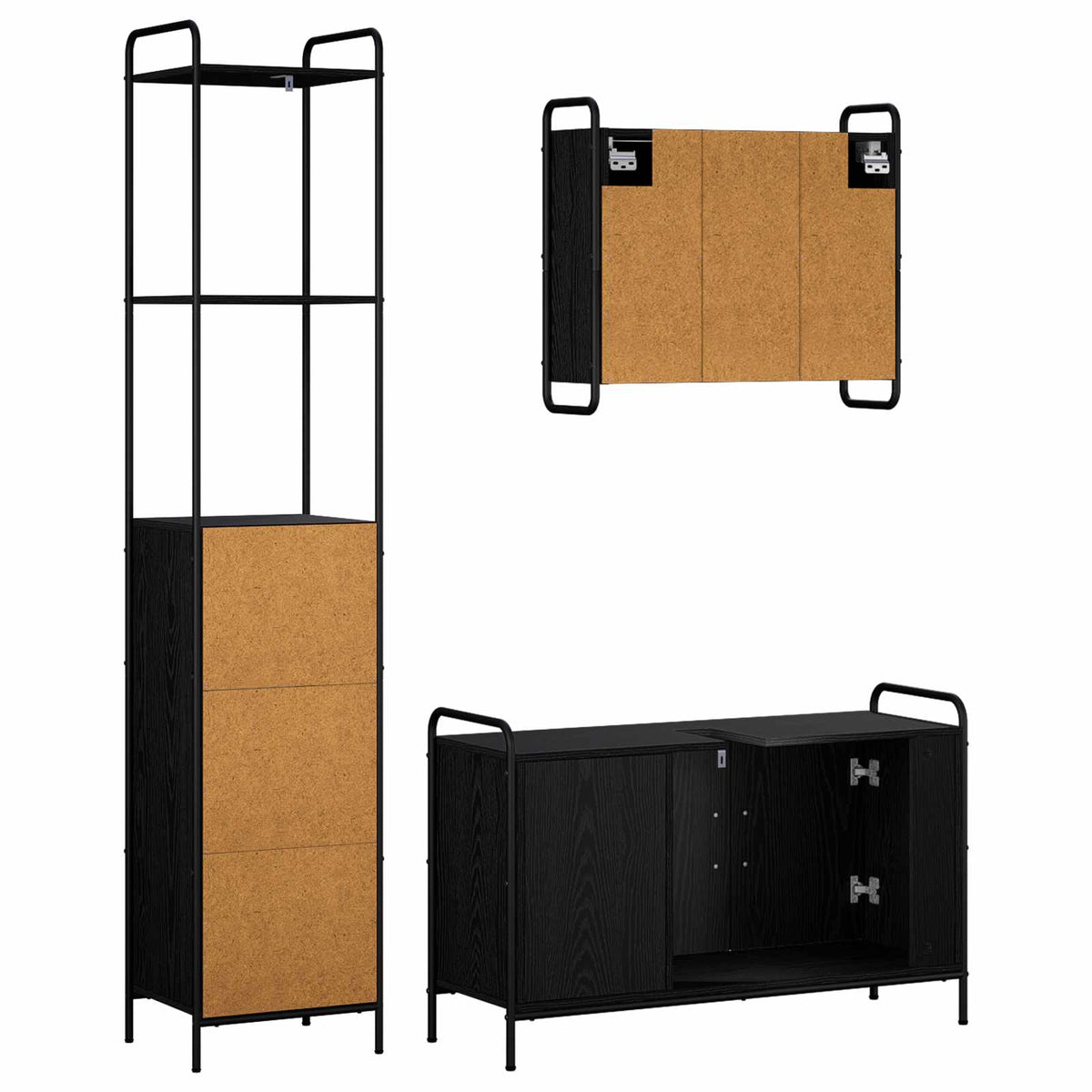 Set ormarića za kupaonicu 3 kom. Crni hrast 40 x 36 x 200,5 cm