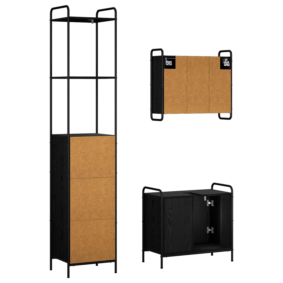 Set ormarića za kupaonicu 3 kom. Crni hrast 40 x 36 x 200,5 cm