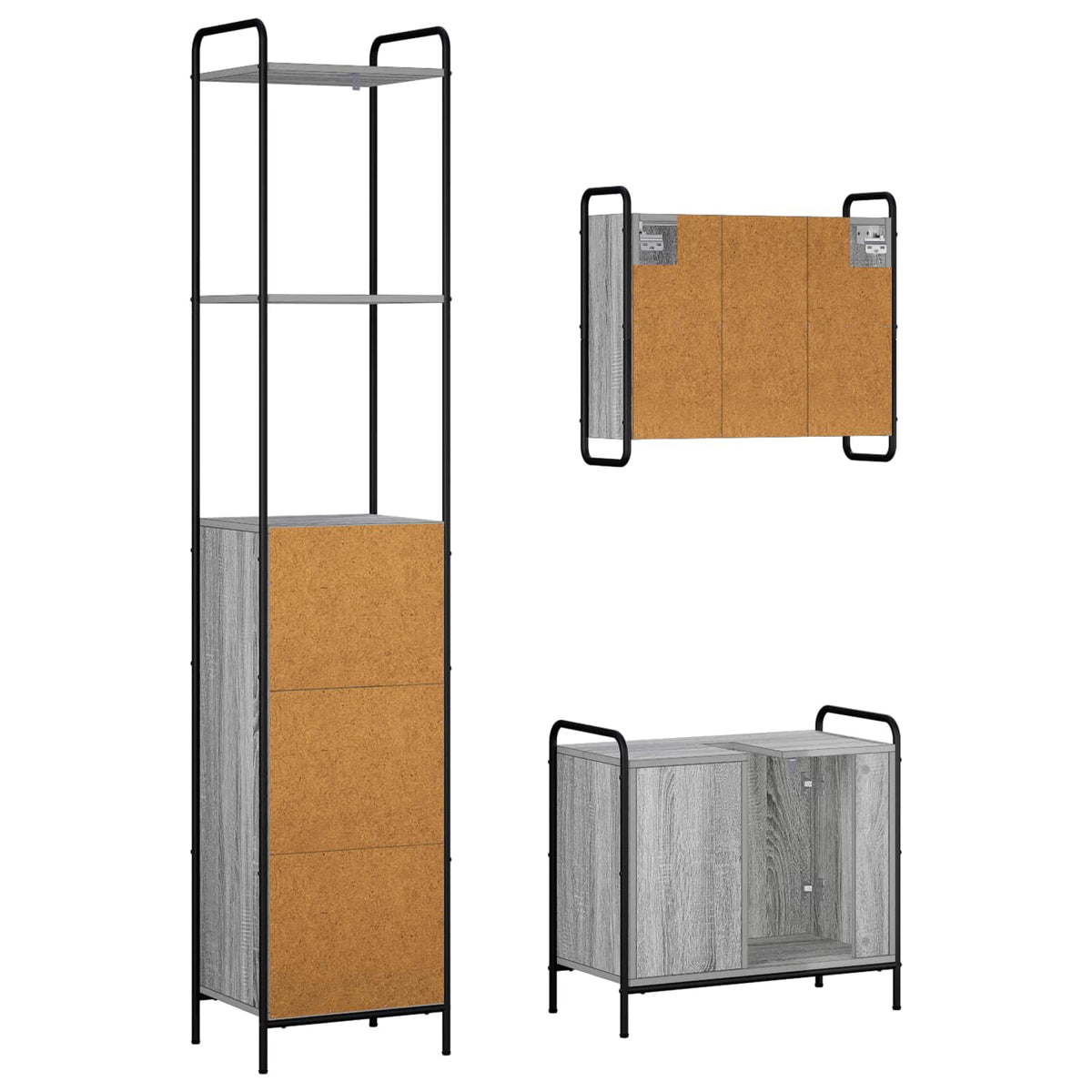 Set ormarića za kupaonicu 3 kom. Siva Sonoma 40 x 36 x 200,5 cm
