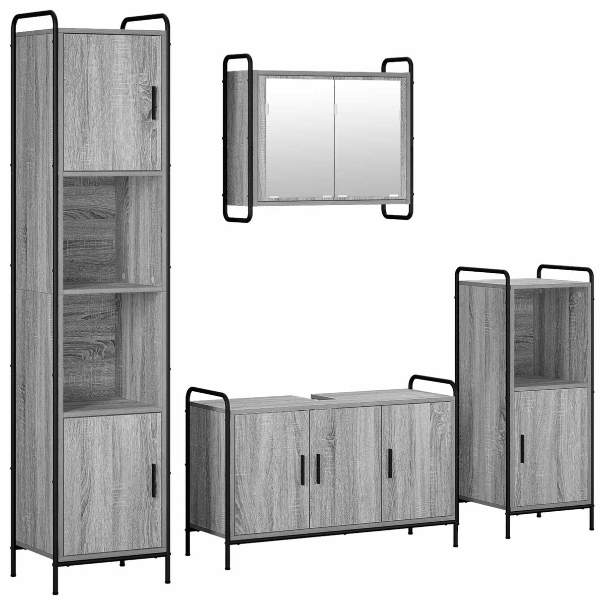 Set ormarića za kupaonicu 4 kom. Siva Sonoma 40 x 36 x 181 cm