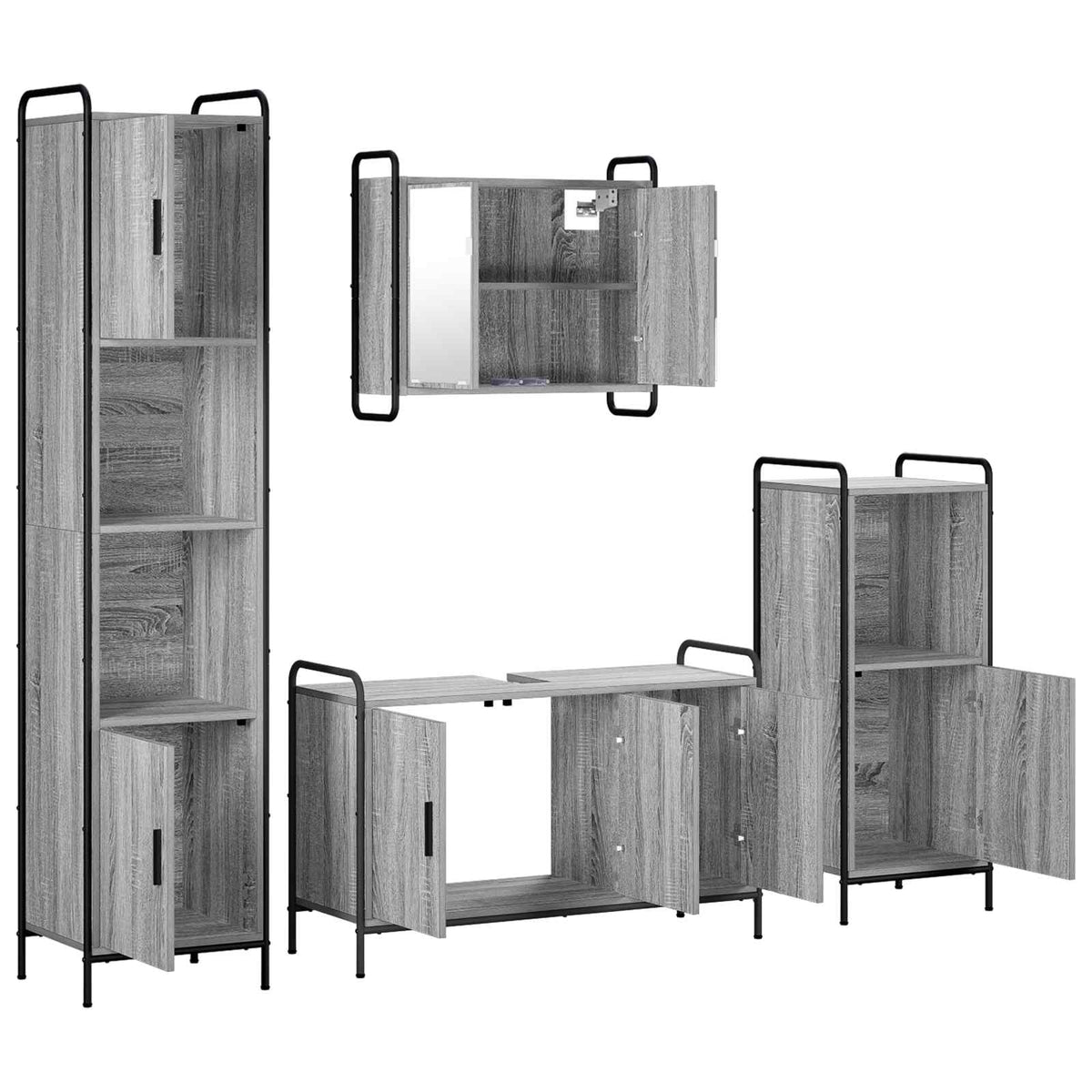 Set ormarića za kupaonicu 4 kom. Siva Sonoma 40 x 36 x 181 cm