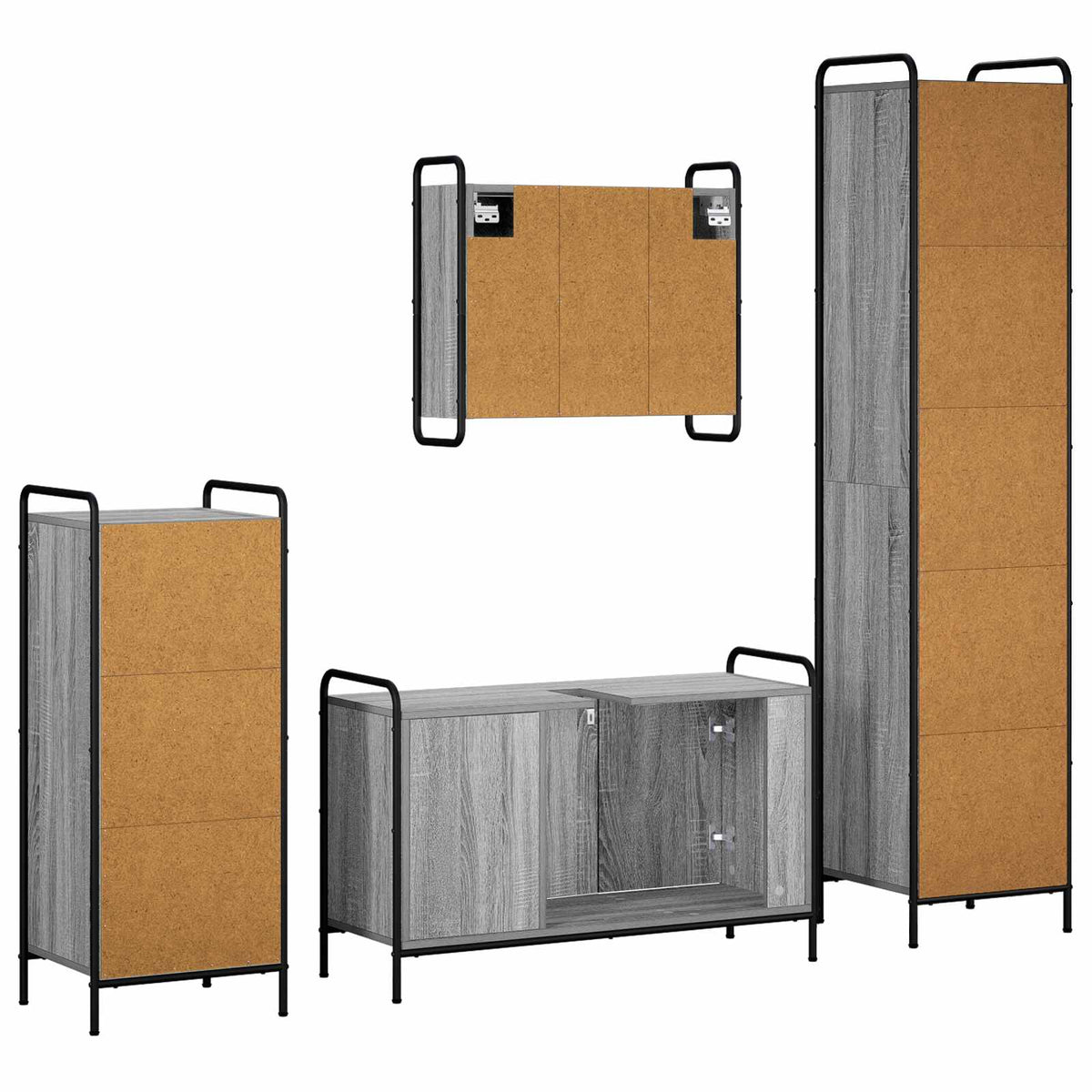 Set ormarića za kupaonicu 4 kom. Siva Sonoma 40 x 36 x 181 cm