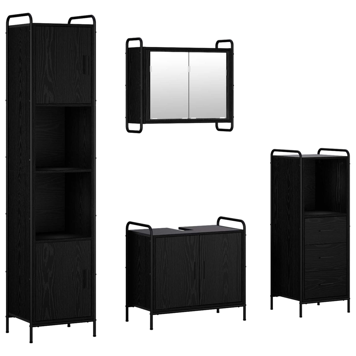 Set ormarića za kupaonicu 4 kom. Crni hrast 40 x 36 x 181 cm