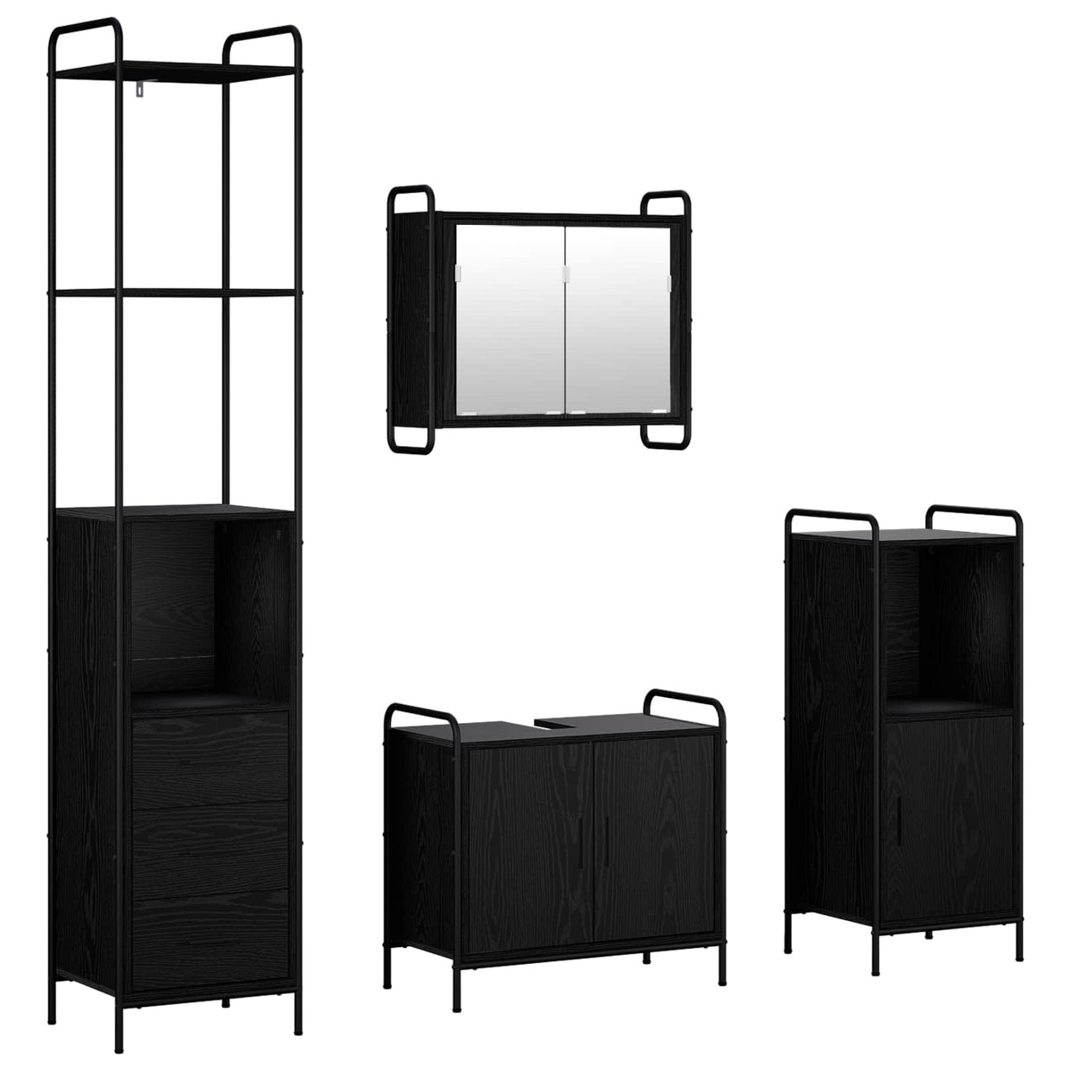 Set ormarića za kupaonicu 4 kom. Crni hrast 40 x 36 x 200,5 cm
