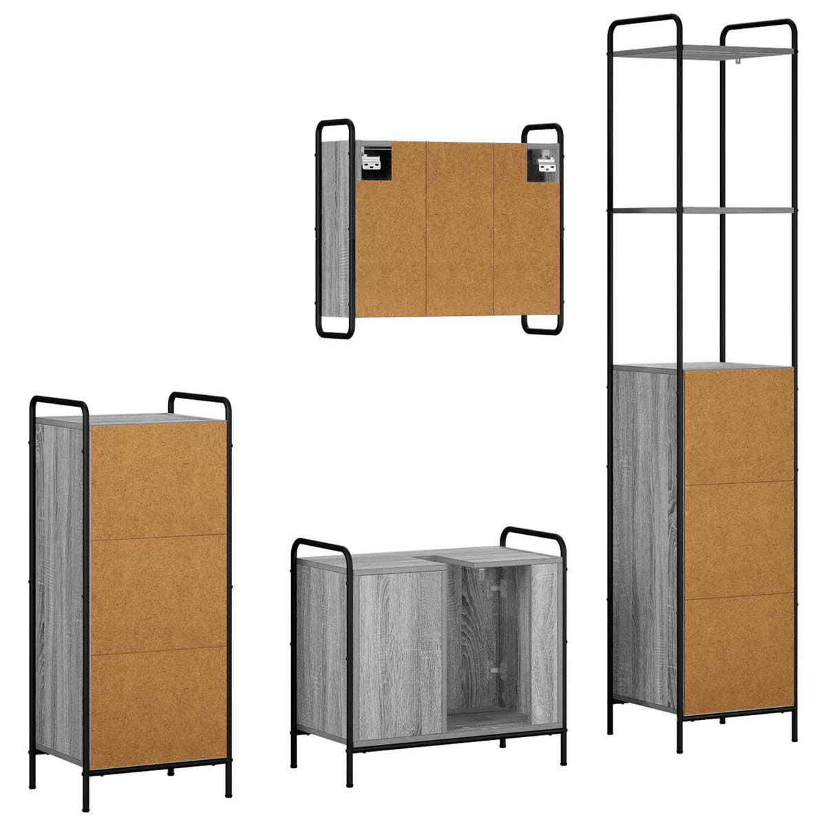 Set ormarića za kupaonicu 4 kom. Siva Sonoma 40 x 36 x 200,5 cm