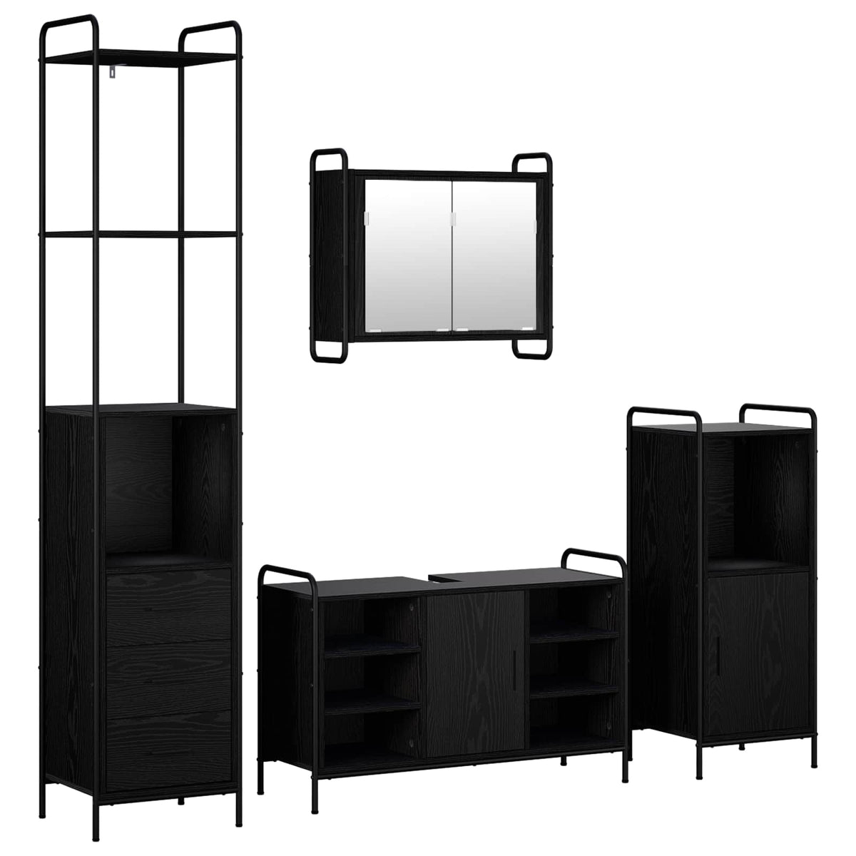 Set ormarića za kupaonicu 4 kom. Crni hrast 40 x 36 x 200,5 cm