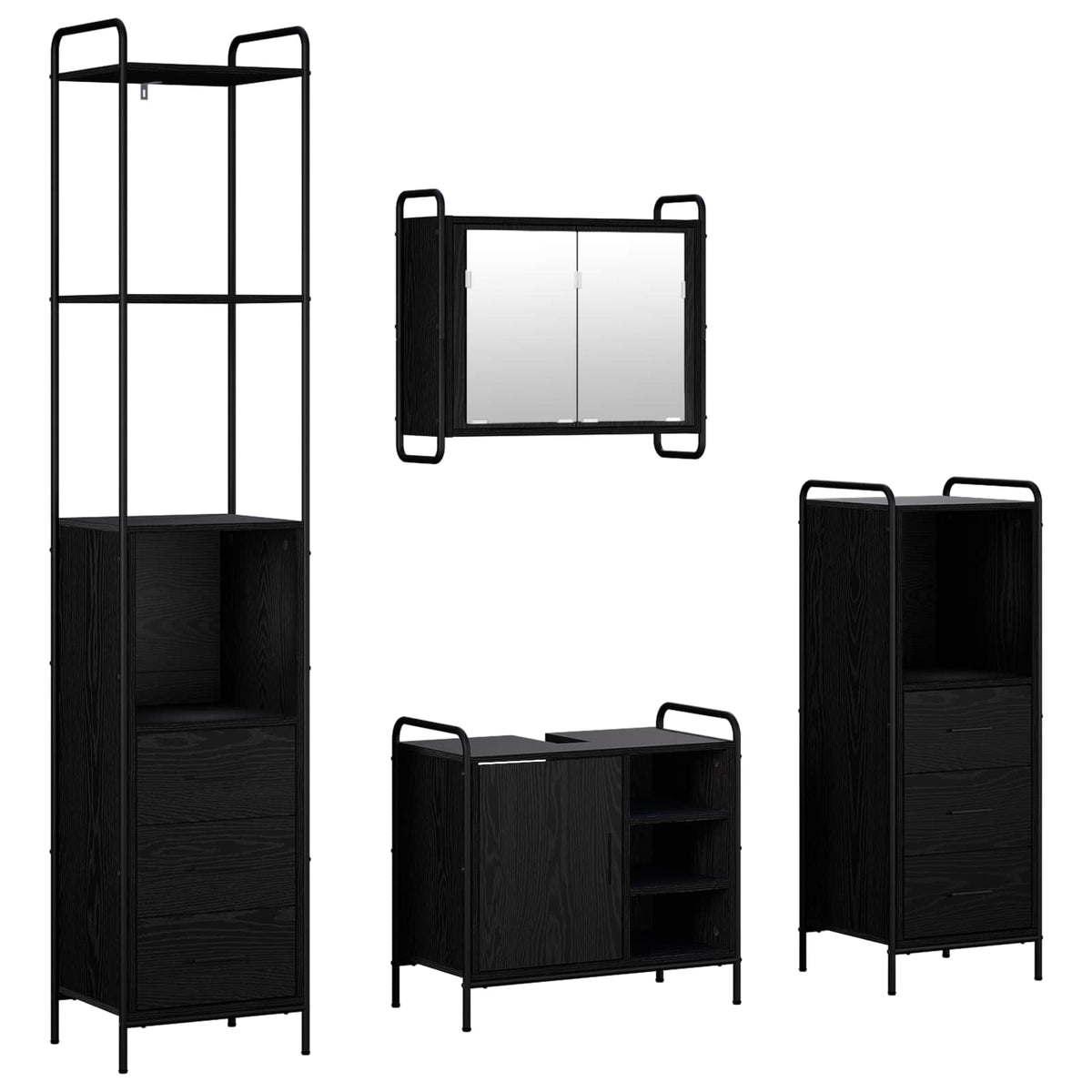 Set ormarića za kupaonicu 4 kom. Crni hrast 40 x 36 x 200,5 cm